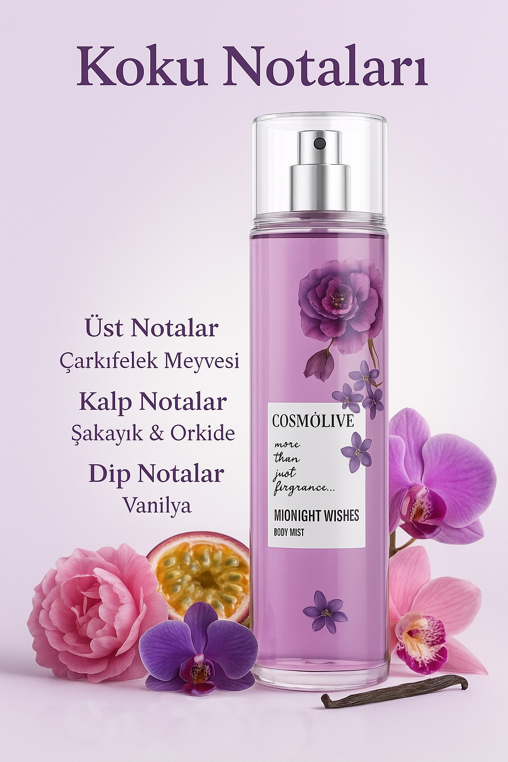 Vücut Spreyi Body Mist | Bombshell | Midnight Wishes | Kadın | Işıltılı | Nemlendirici | 250 ml