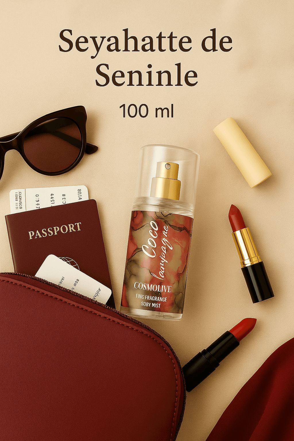 Vücut Spreyi Body Mist | Coconut Passion | Coco Champagne | Seyahat Boy | Kadın | Işıltılı