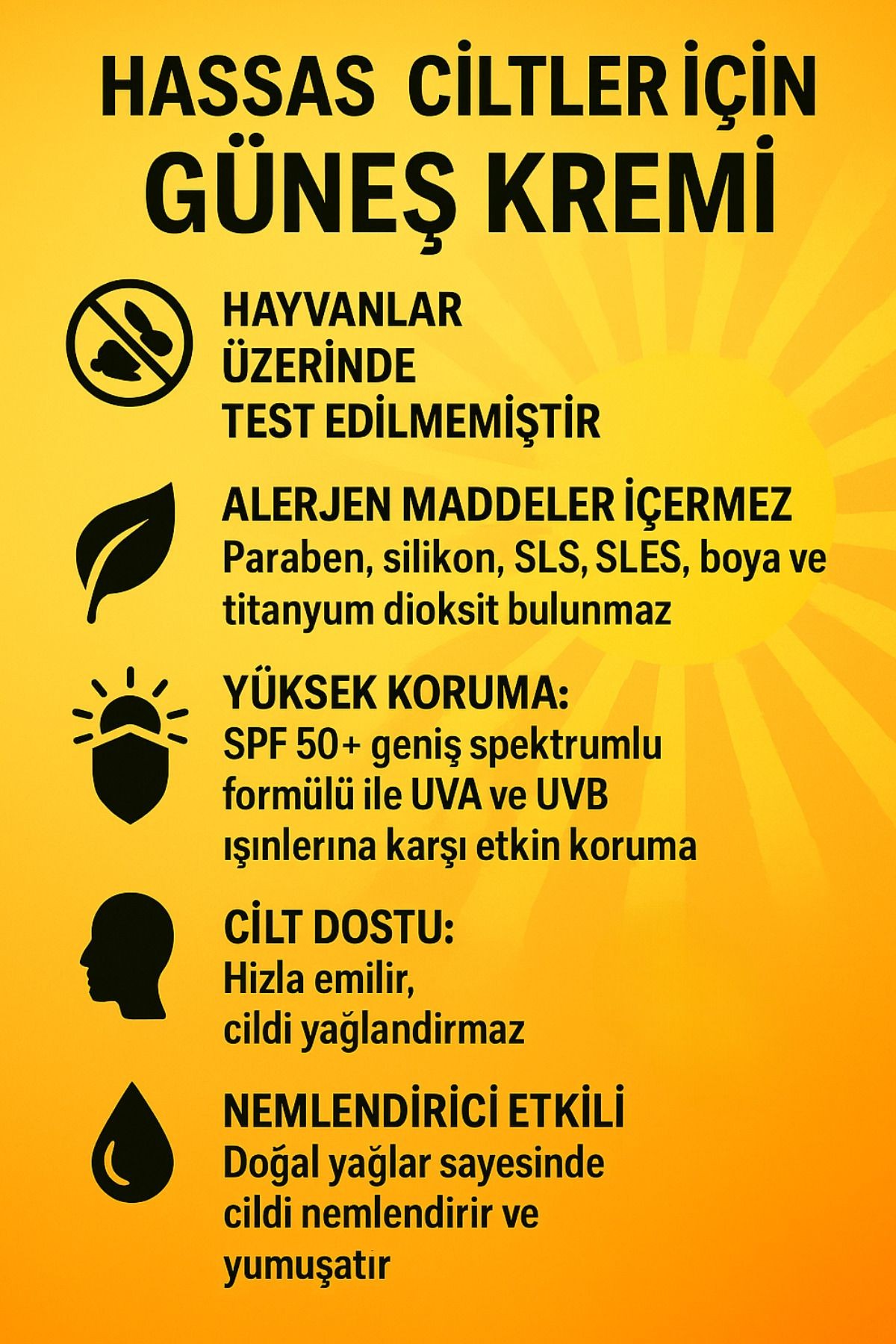 Güneş Kremi | %100 Doğal | Mineralli | Yüz | Spf 50 | Yağlı - Kuru - Karma Ciltler | Su Bazlı