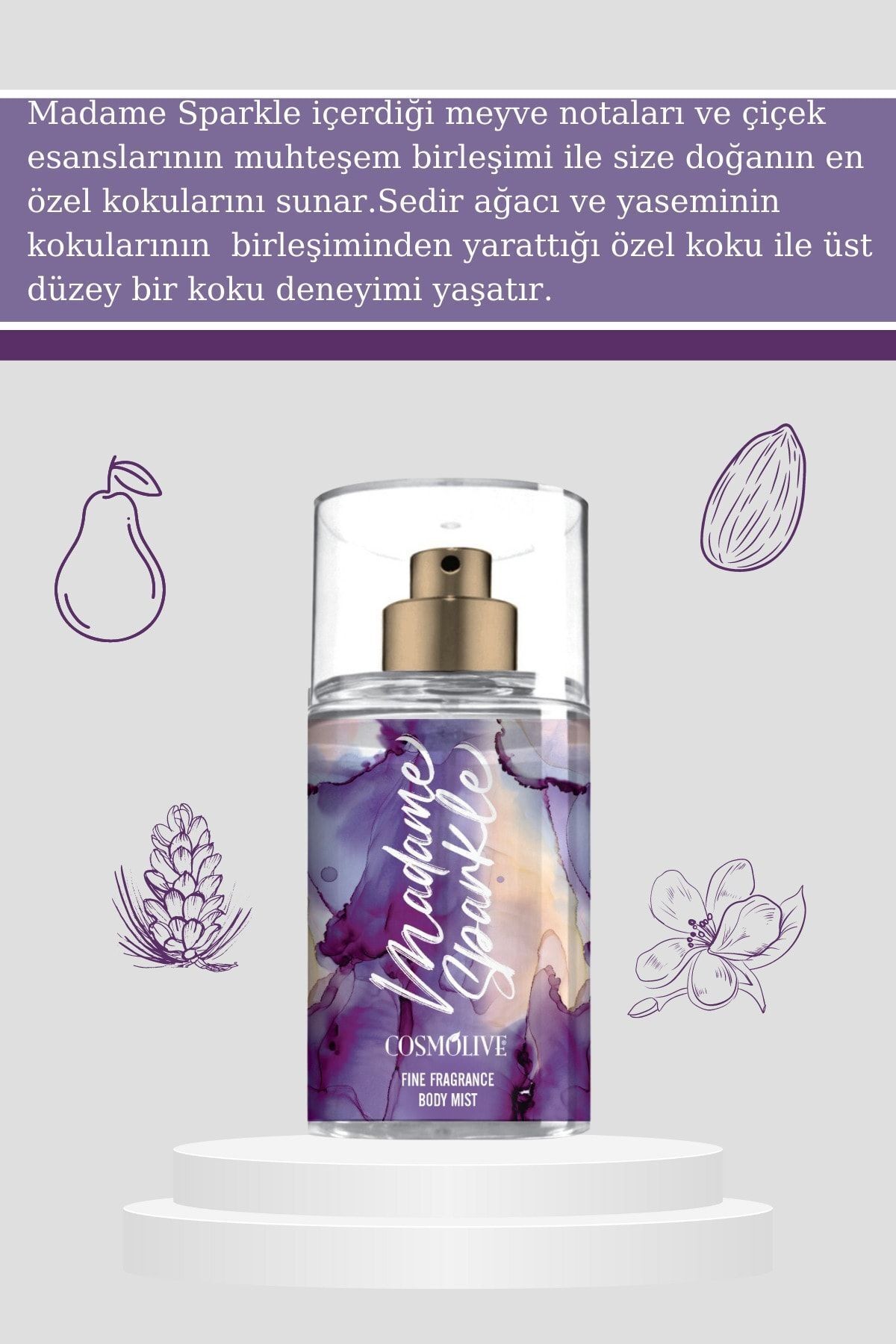 Seyahat Boyu Body Mist Vücut Spreyi Kadın Işıltılı Nemlendirici Saç Parfümü Sedir Ağacı Yasemin