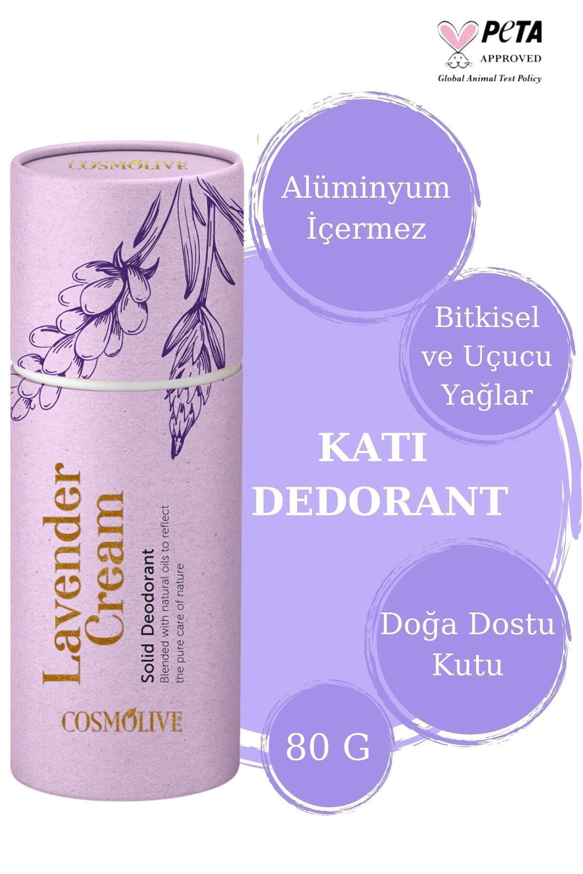 Doğal Roll On Stick Koltuk Alti Deodorant Organik Rolon Kokusuz Lavanta Kremi 80gr