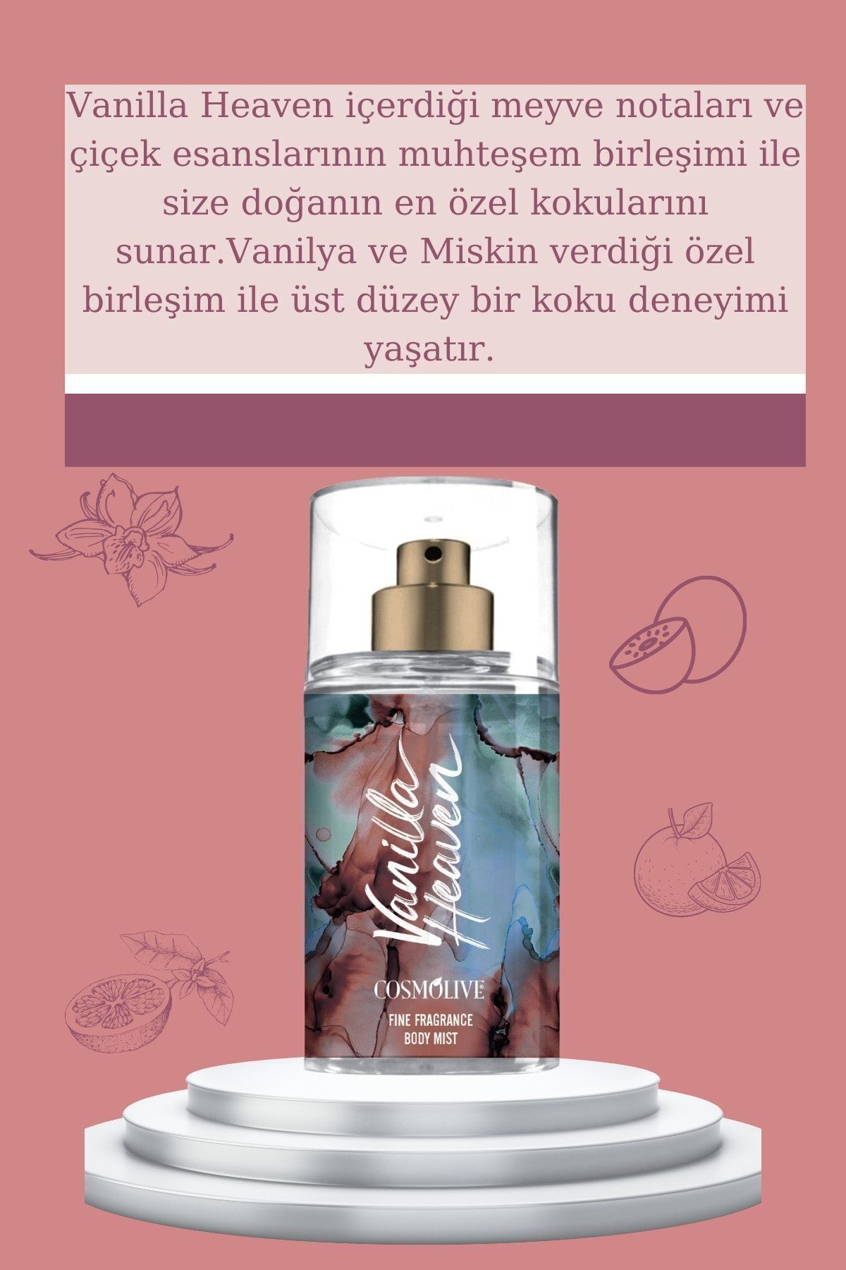 Seyahat Boyu Body Mist Vücut Spreyi Amber Romance Vanilla Heaven Nemlendirici Saç Parfümü