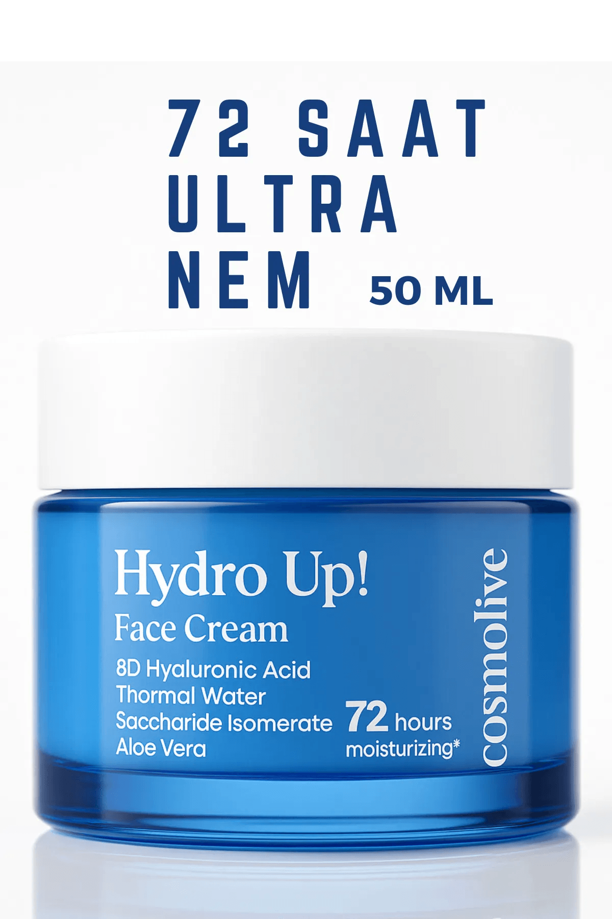 Yüz Kremi | 72 Saat Etkili Nemlendirici | 8d Hyaluronik Asit | Aloe Vera | Tüm Cilt Tipleri