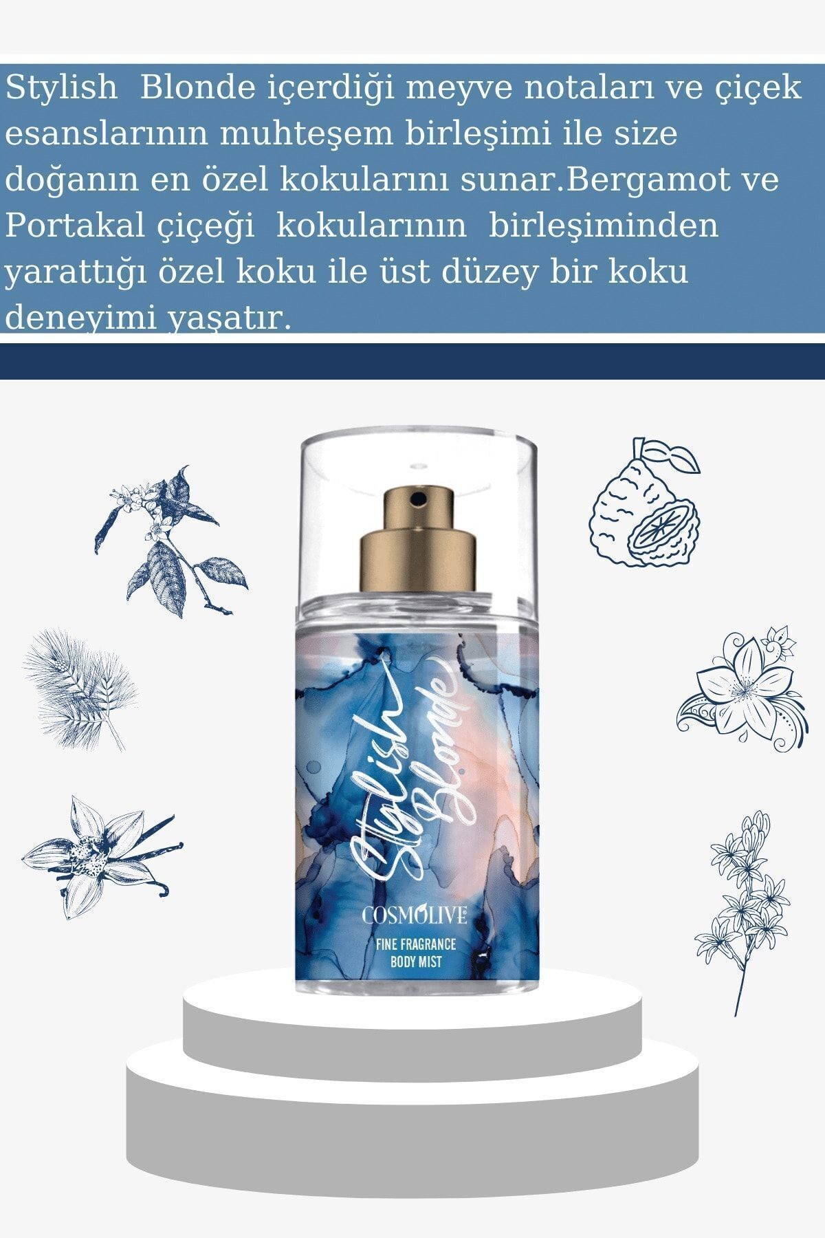 Seyahat Boyu Body Mist Vücut Spreyi My Way Stilish Blonde Kadın Işıltılı Nemlendirici Saç Parfümü