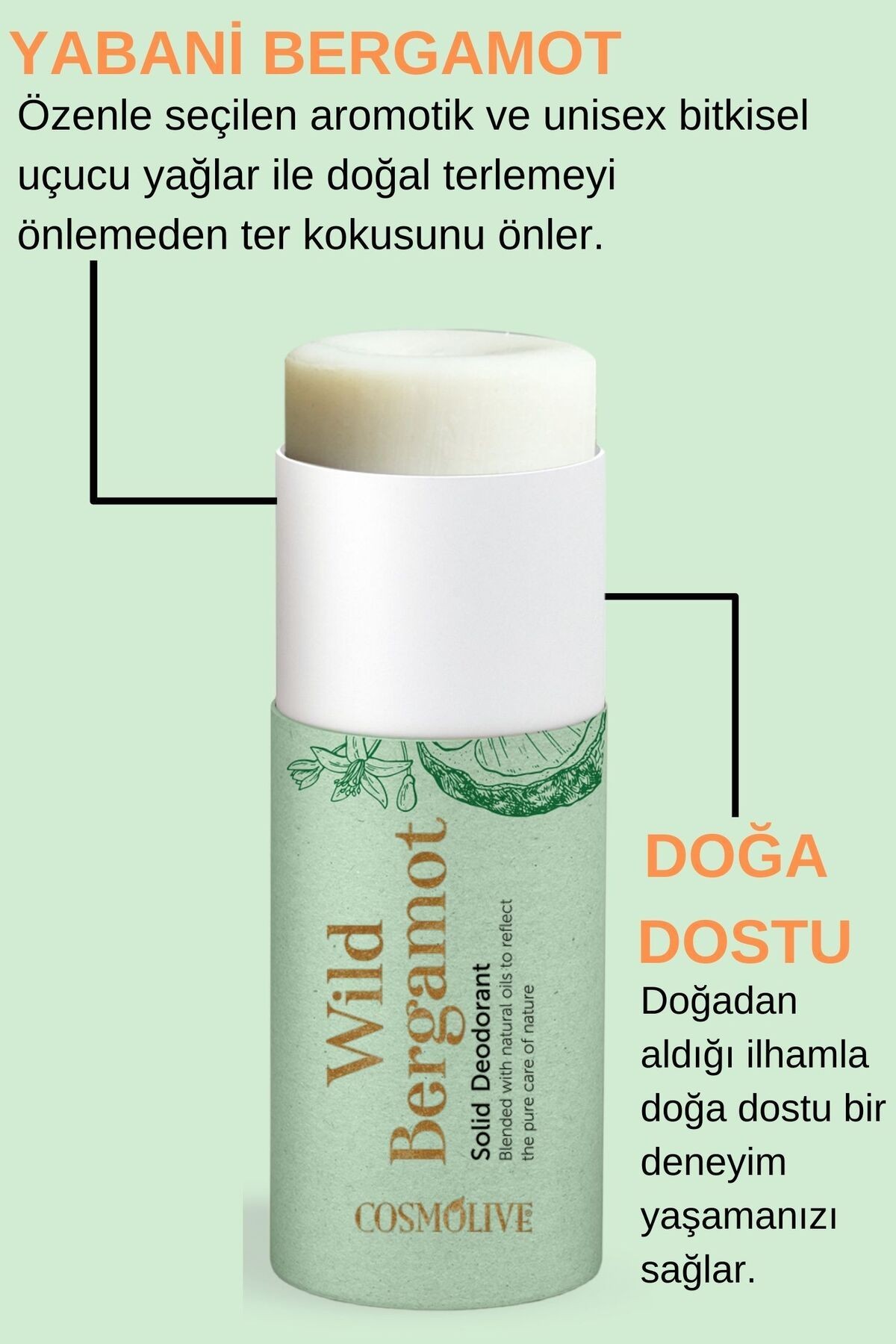 Doğal Roll On Stick Koltuk Alti Deodorant Organik Rolon Kokusuz Bergamot 80gr