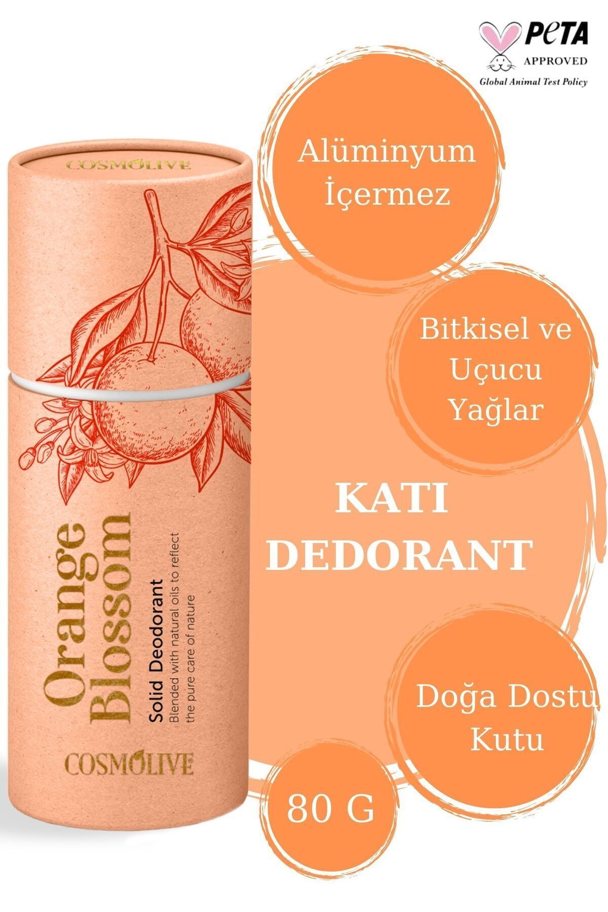 Doğal Roll On Stick Koltuk Alti Deodorant Organik Rolon Rollon Kokusuz Portakal Çiçeği 80gr