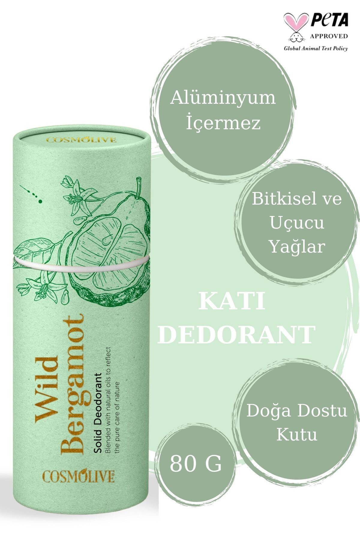 Doğal Roll On Stick Koltuk Alti Deodorant Organik Rolon Kokusuz Bergamot 80gr