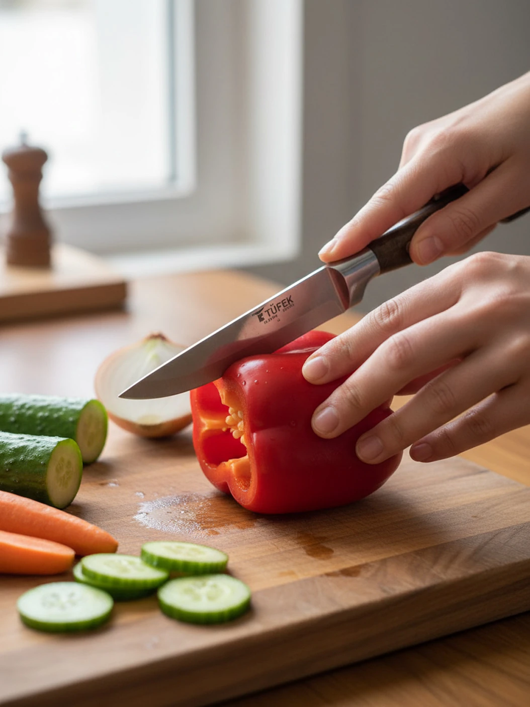 Ceviz Ağacı Saplı Sebze Bıçağı