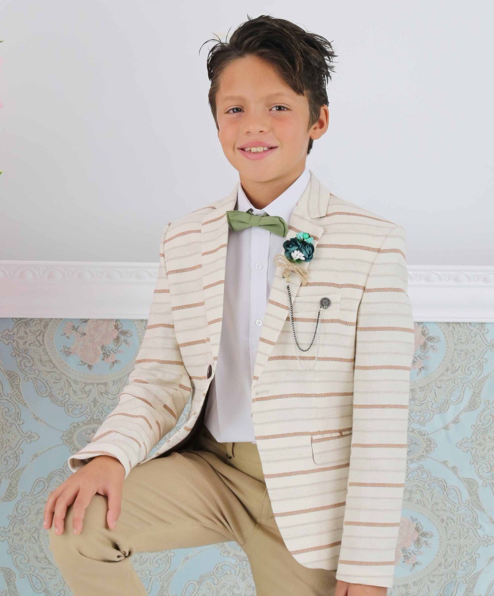 Boys Slim Fit Striped Blazer