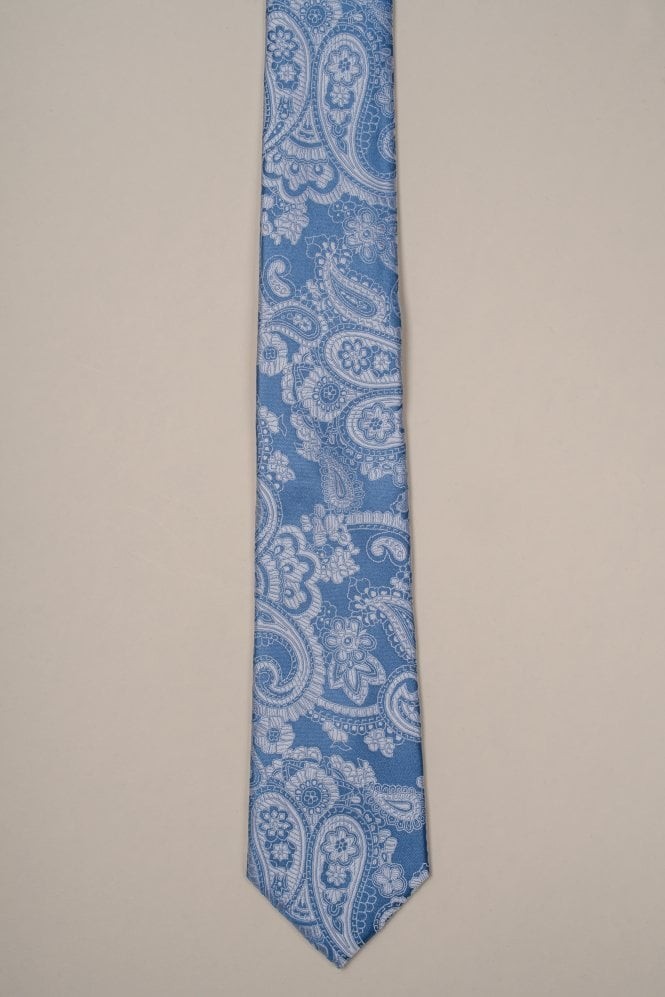 Ensemble cravate à motif paisley floral pour hommes - Aqua bleu