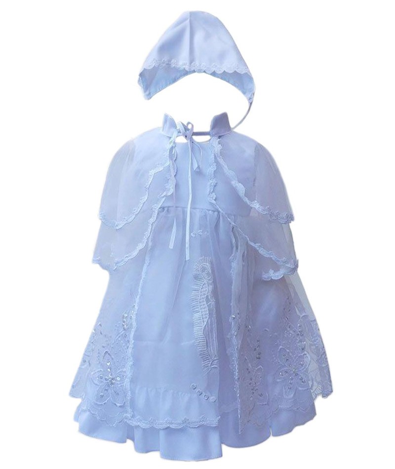 Baby Girls Gown & Bonnet Embroidered Christening Baptism Dress