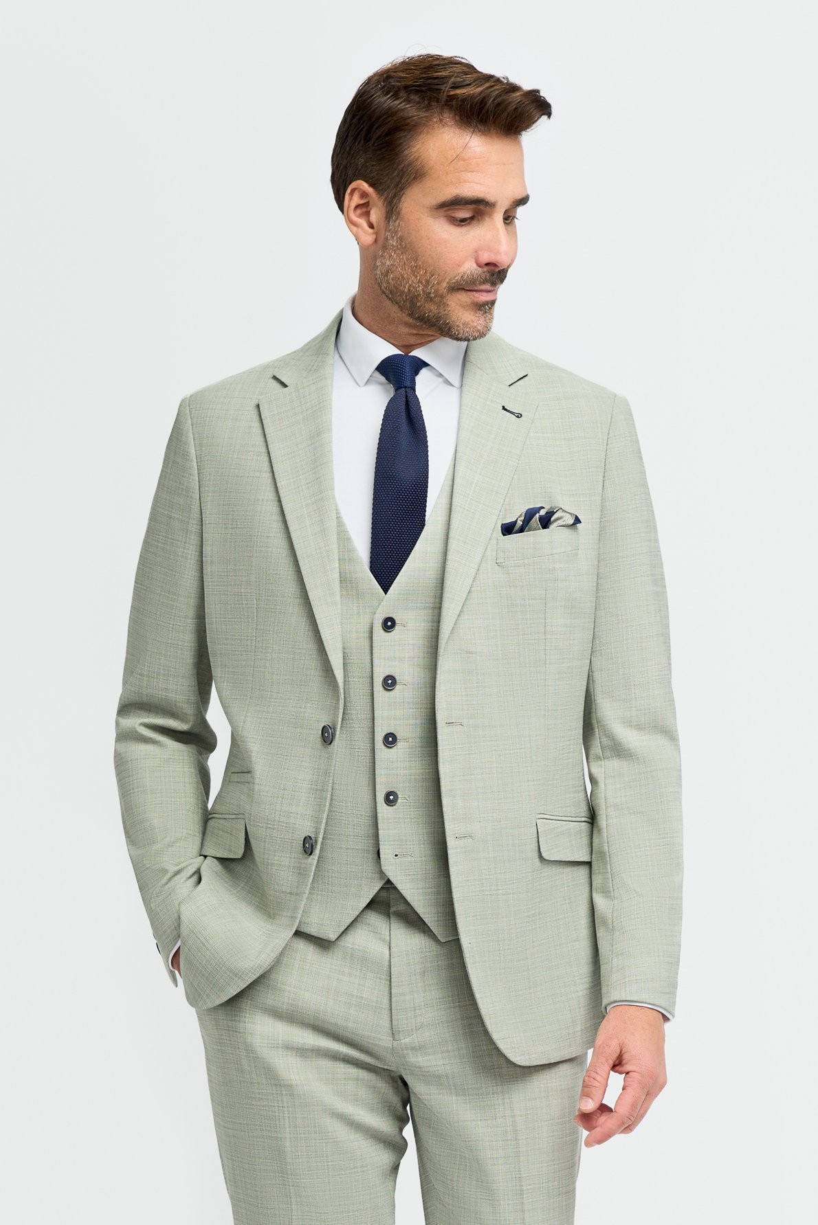 Men’s Sage Green Textured Suit Jacket - Camden