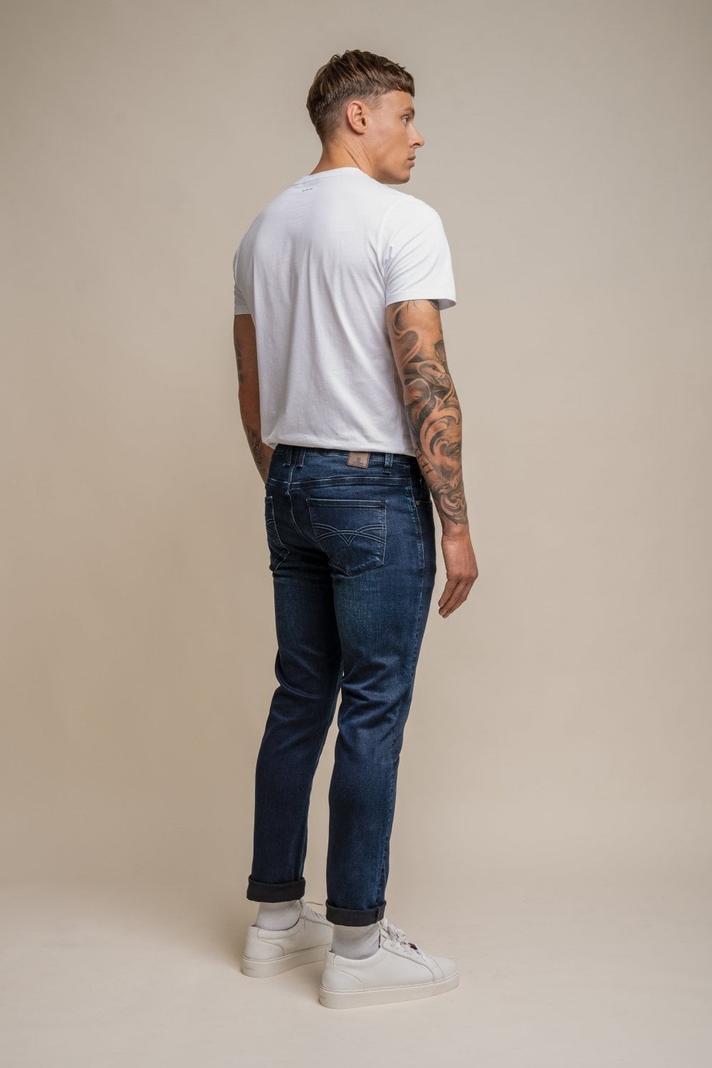 Herren Baumwolle Slim-Fit Stretch Denim Jeans - MILANO - Mittelblau