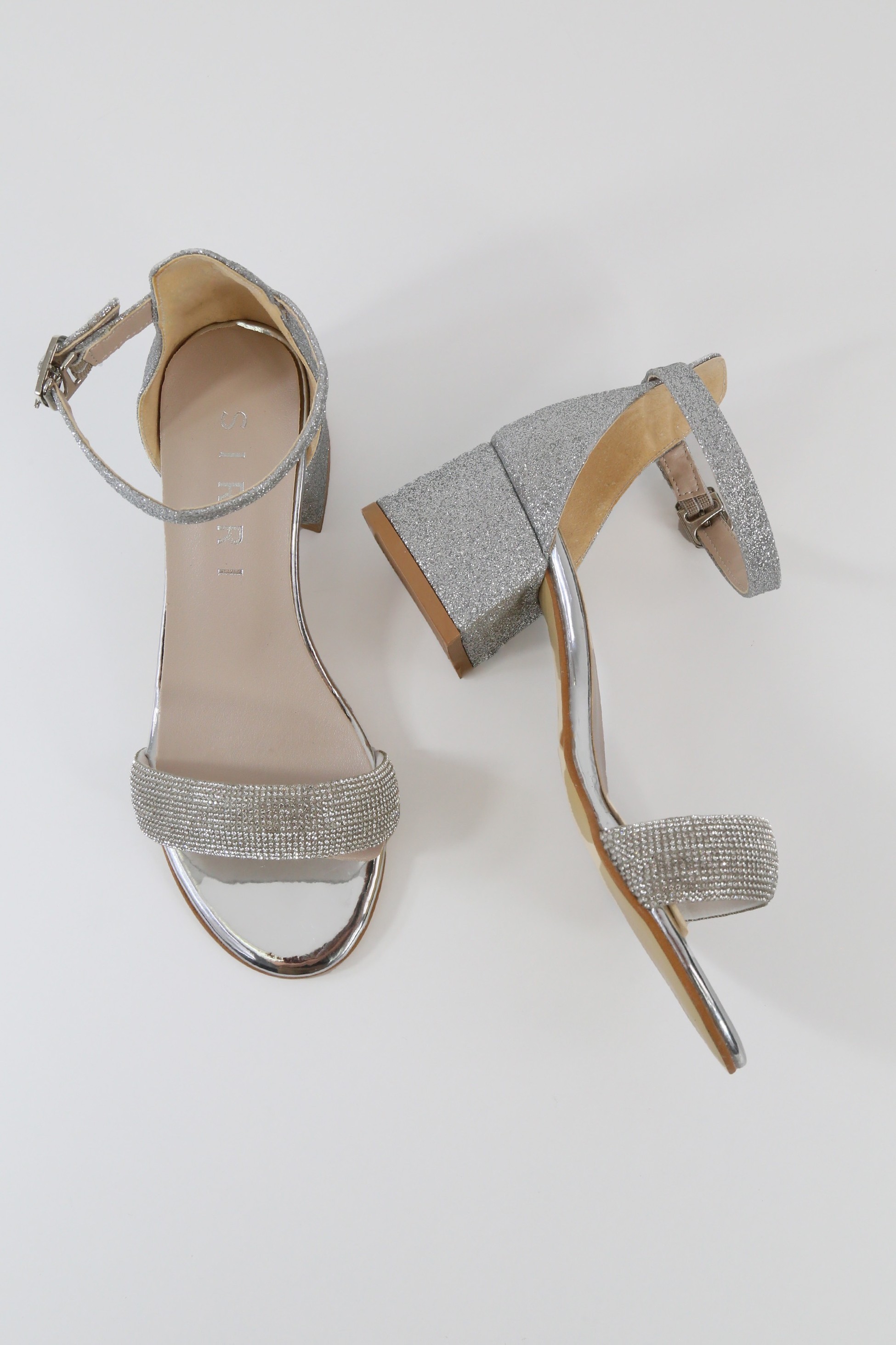 Mädchen-Sandalen mit Strass und Blockabsatz - LARA - Silber