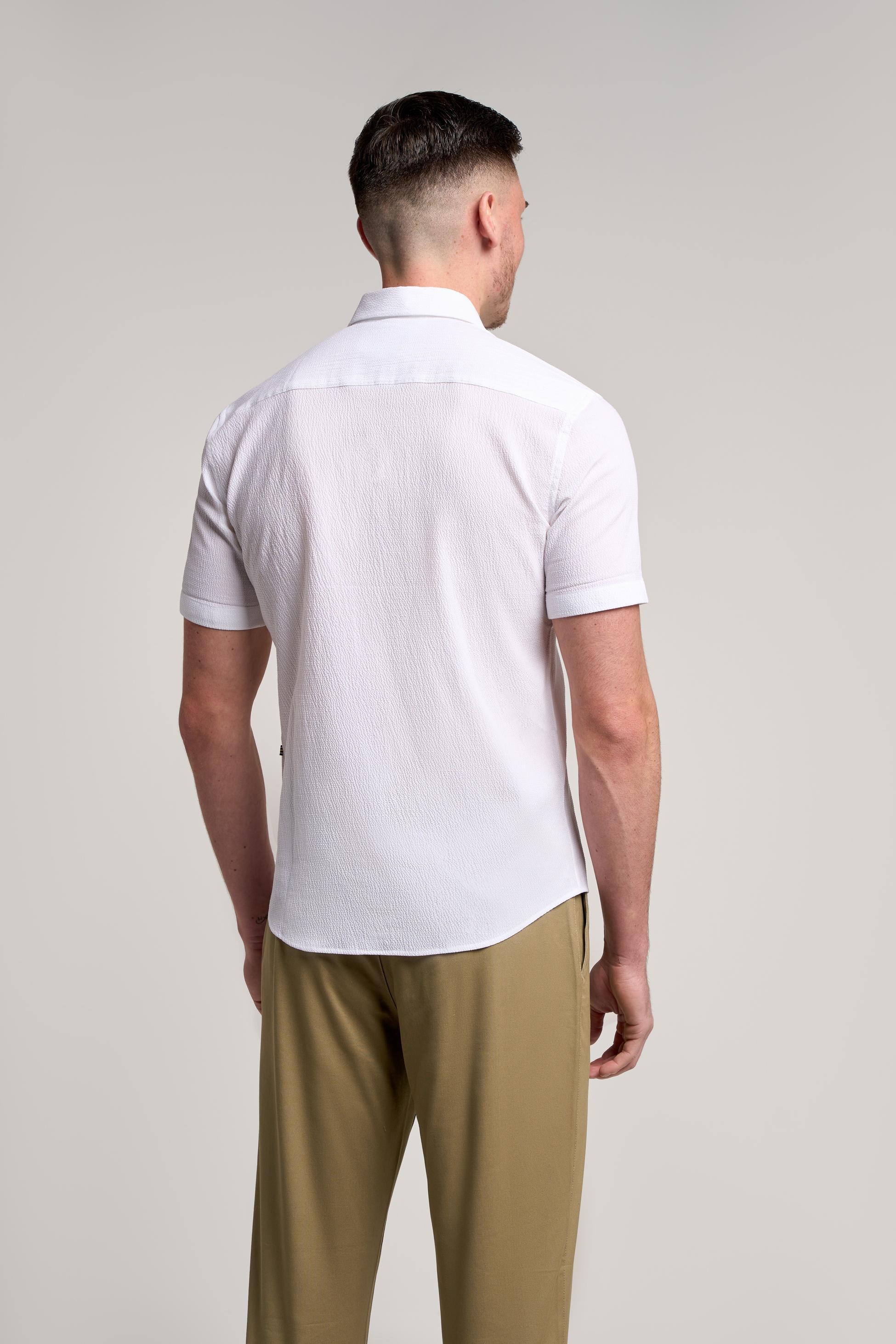 Heren Katoenen Textuur Slim Fit Overhemd – KAI - Weiß