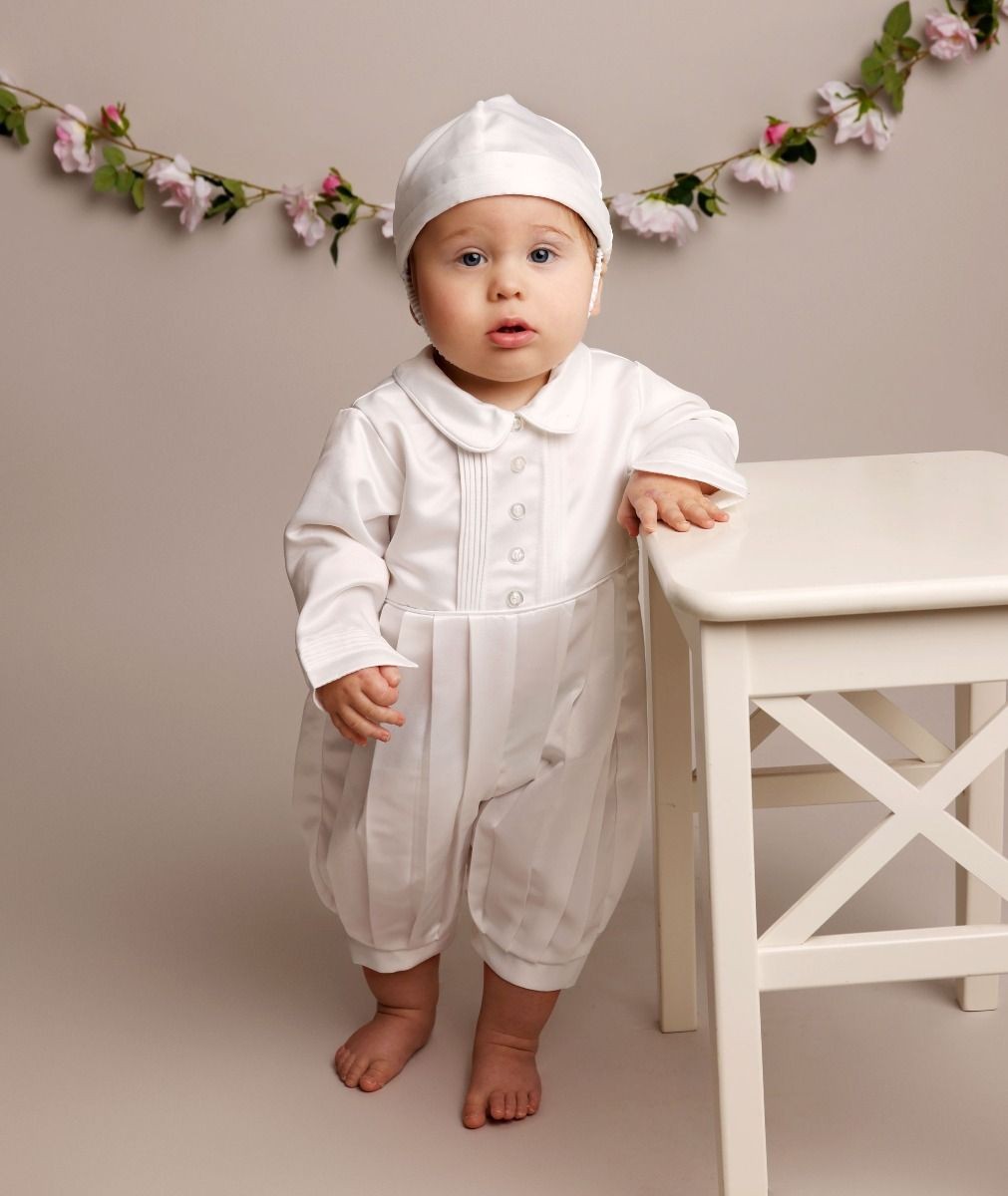 Baby Boy Christening Baptism Romper Set- MICHAEL - Ivory