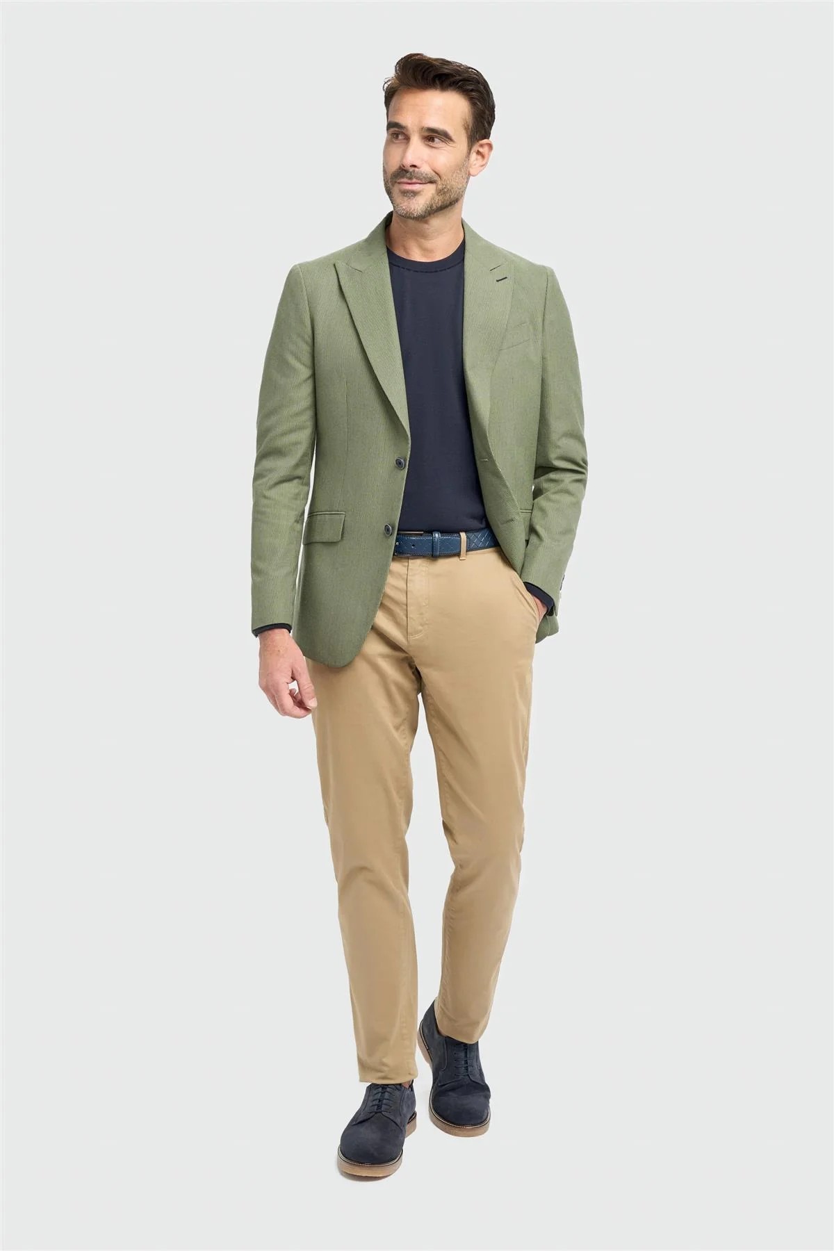 Men’s Olive Green Textured Blazer - Cristo