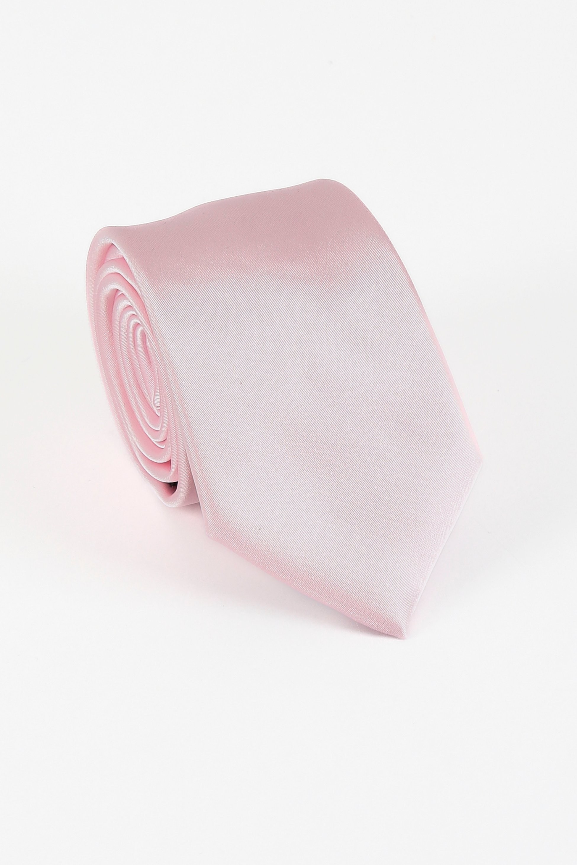 Männer Solide Satin Krawatte Manschettenknopf 4 Teilige Hochzeitsgeschenkset Set - Hell-Pink