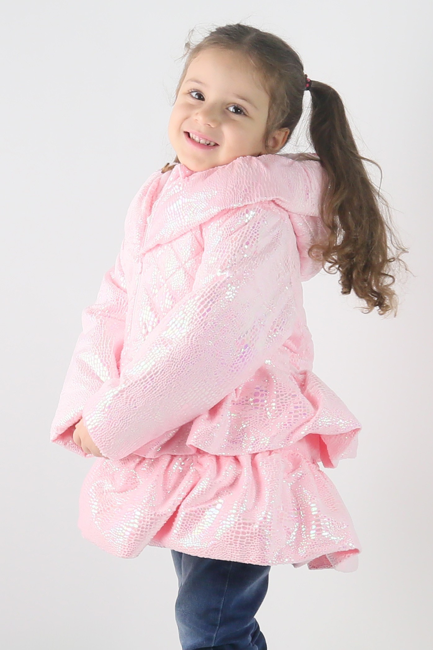 Baby- & Mädchen-Schimmernde Steppjacke mit Kapuze - SCARLET - Rosa