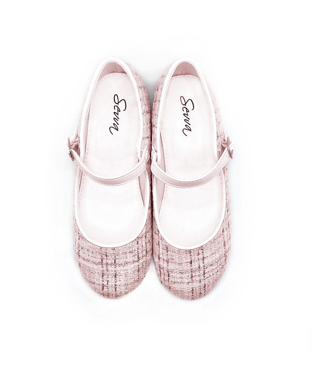 Ballerines Tweed Fille Mary Jane - SUZANNE - Rose