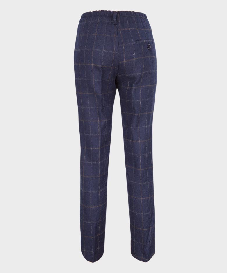 Boys Shelby Windowpane Check Navy Pants