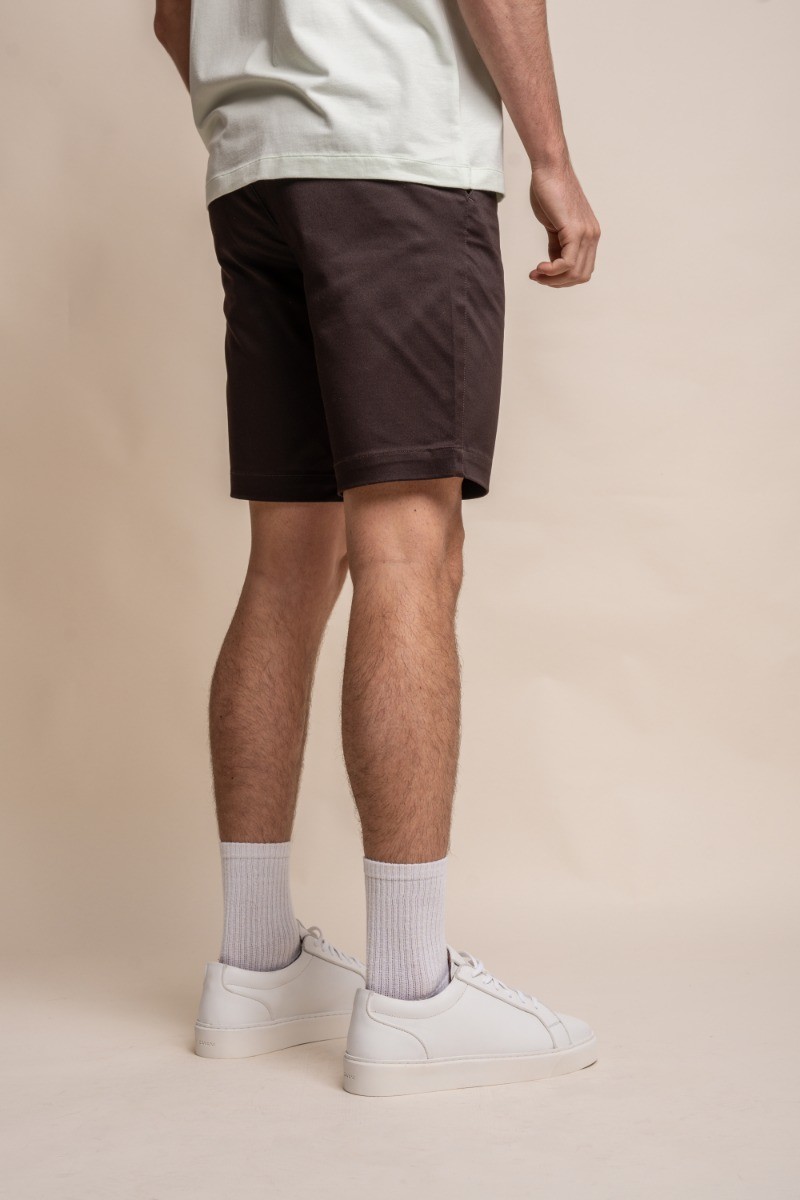 Herren Casual Slim Fit Chino Shorts aus Baumwolle - DAKOTA - Chocolate Brown