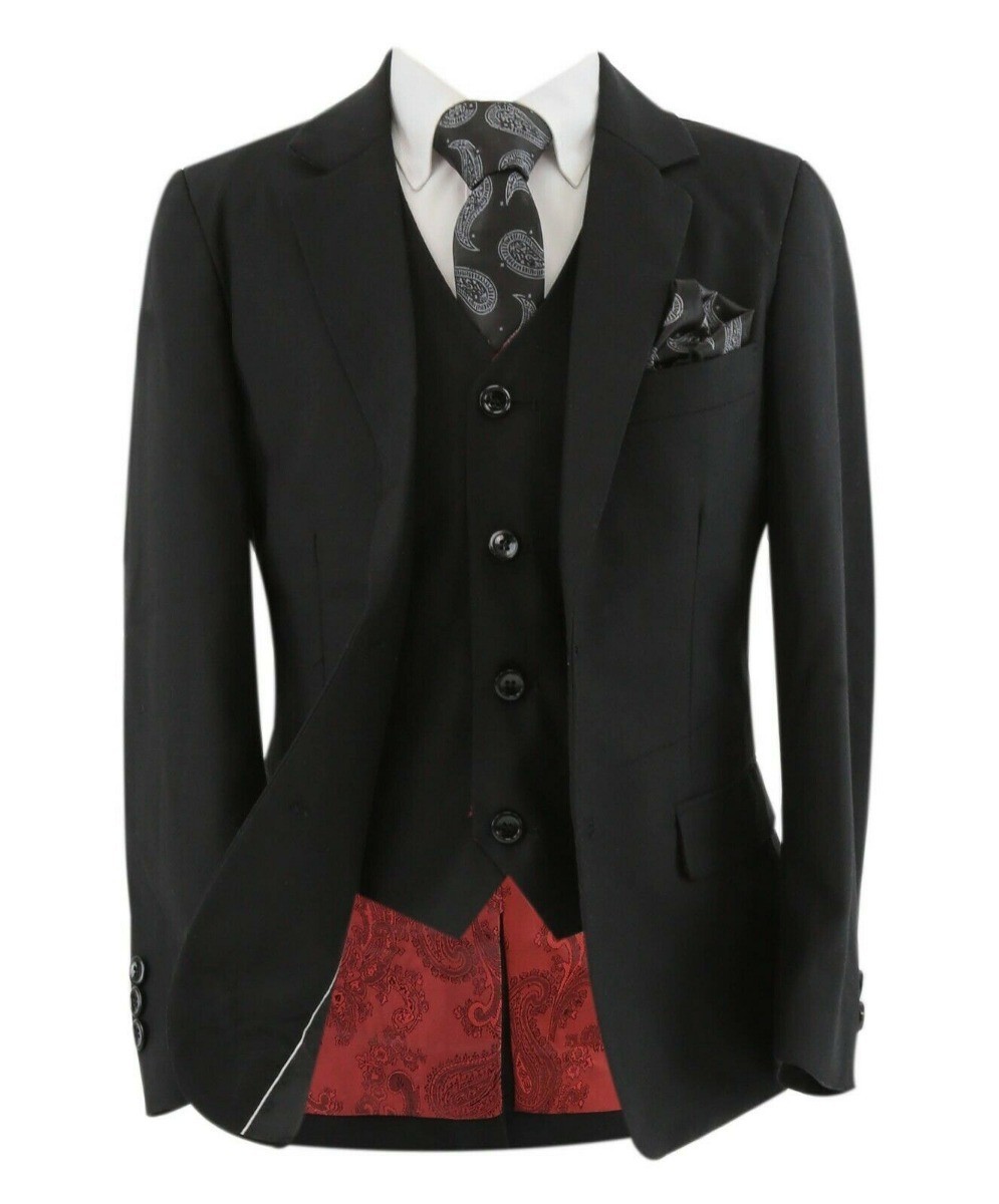 Boys Tailored Fit Black Suit - PARKER - Black