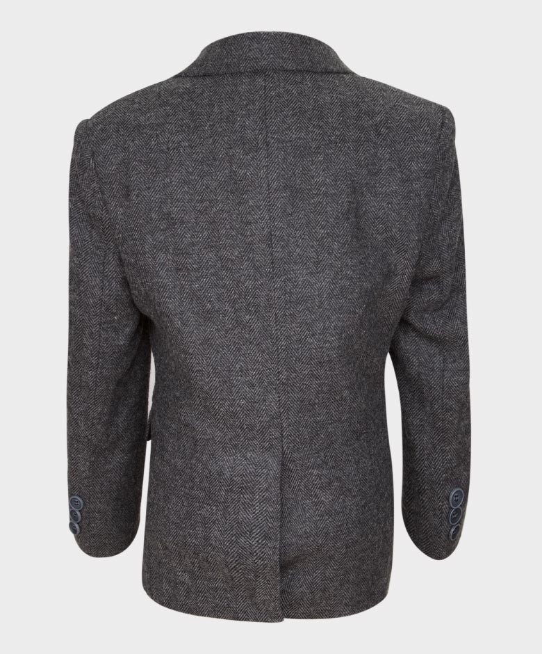 Boys Herringbone Tweed Grey Suit - GEORGE