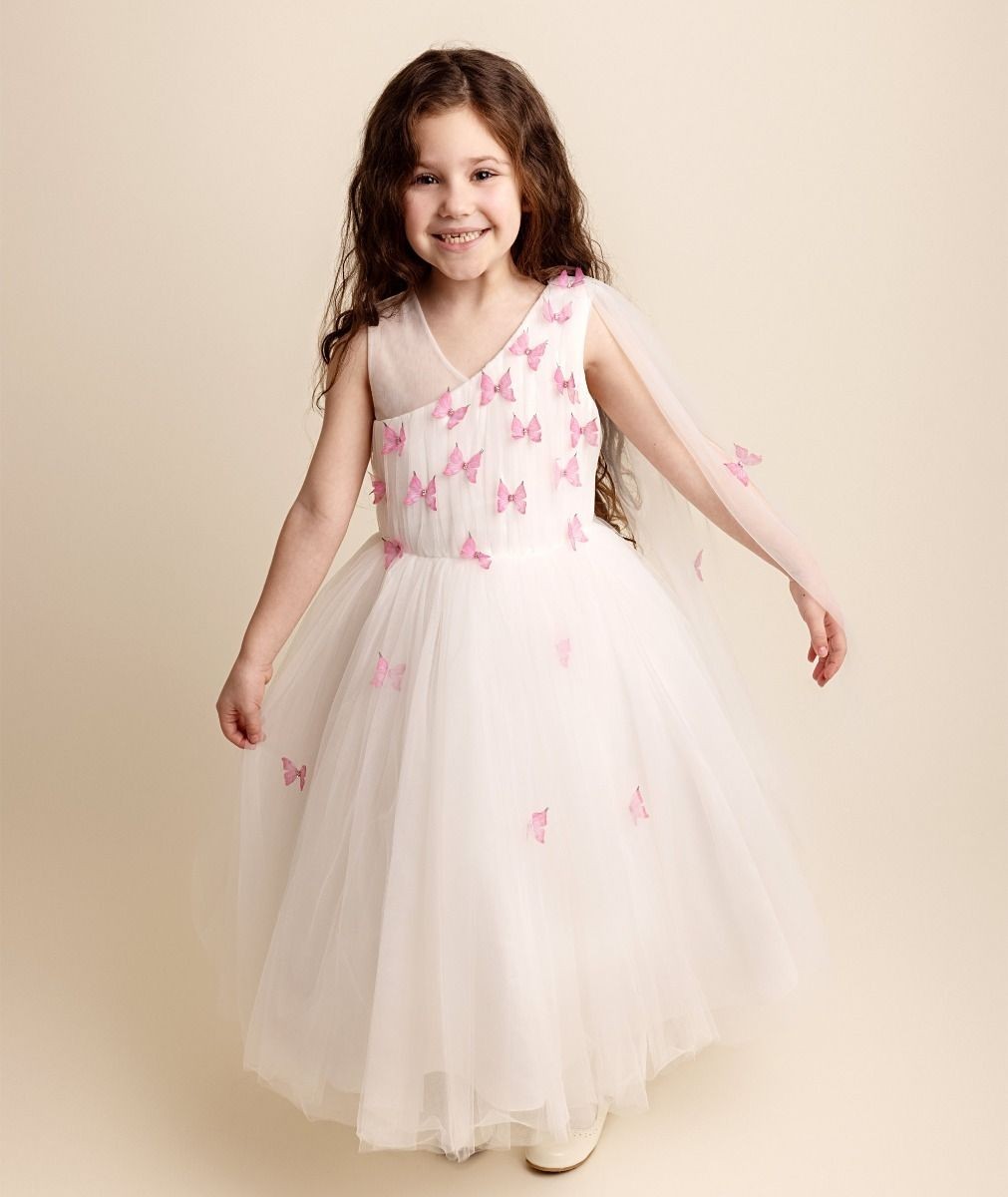 Girls Tulle Dress with Butterfly Appliques - PARIS