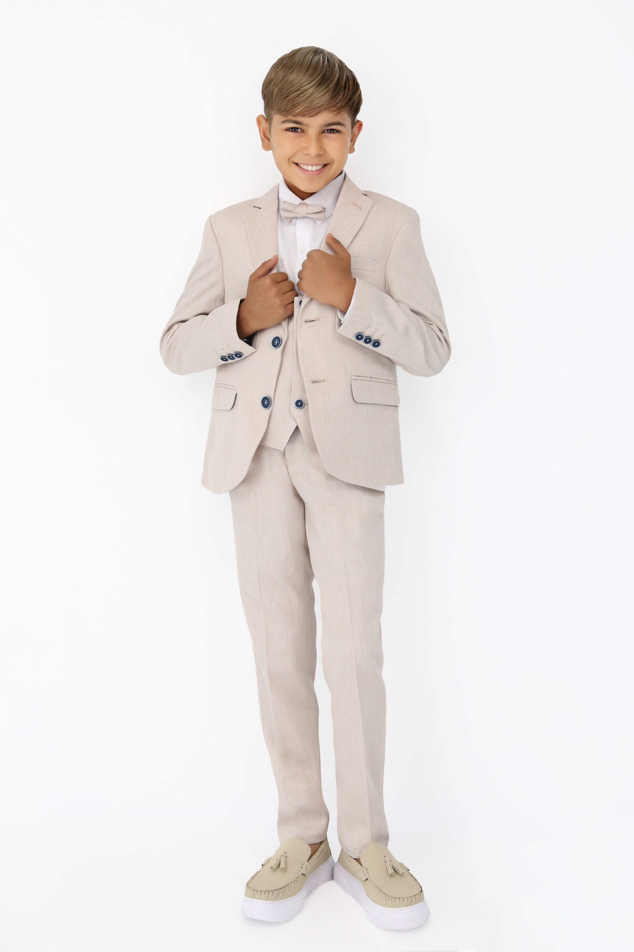 Boys' Slim Fit Self-Patterned 5 PC Suit Set