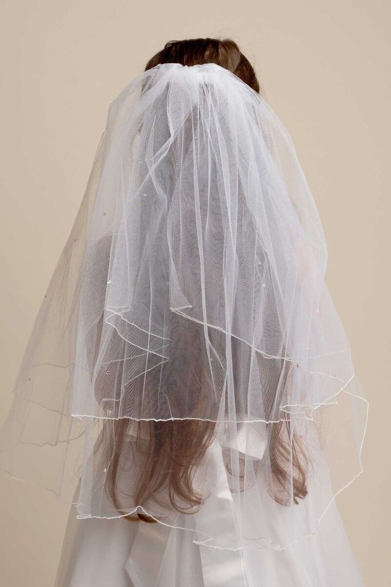 Voile à Tulle Blanc Superposé pour Filles - VL 139