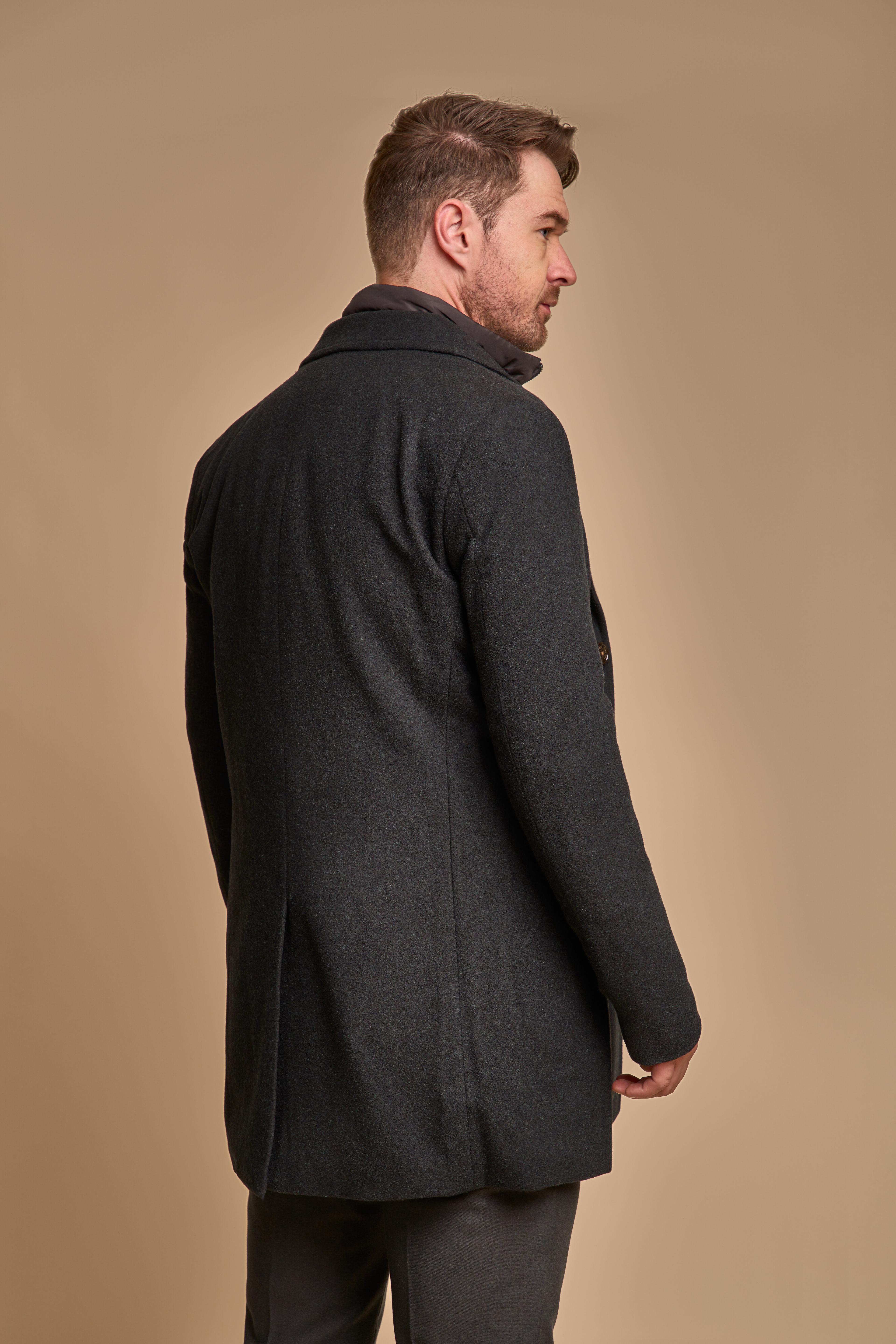 Slim-Fit-Mantel aus Wollmischung für Herren – vielseitige, mittellange Outdoor-Jacke - Green Forest
