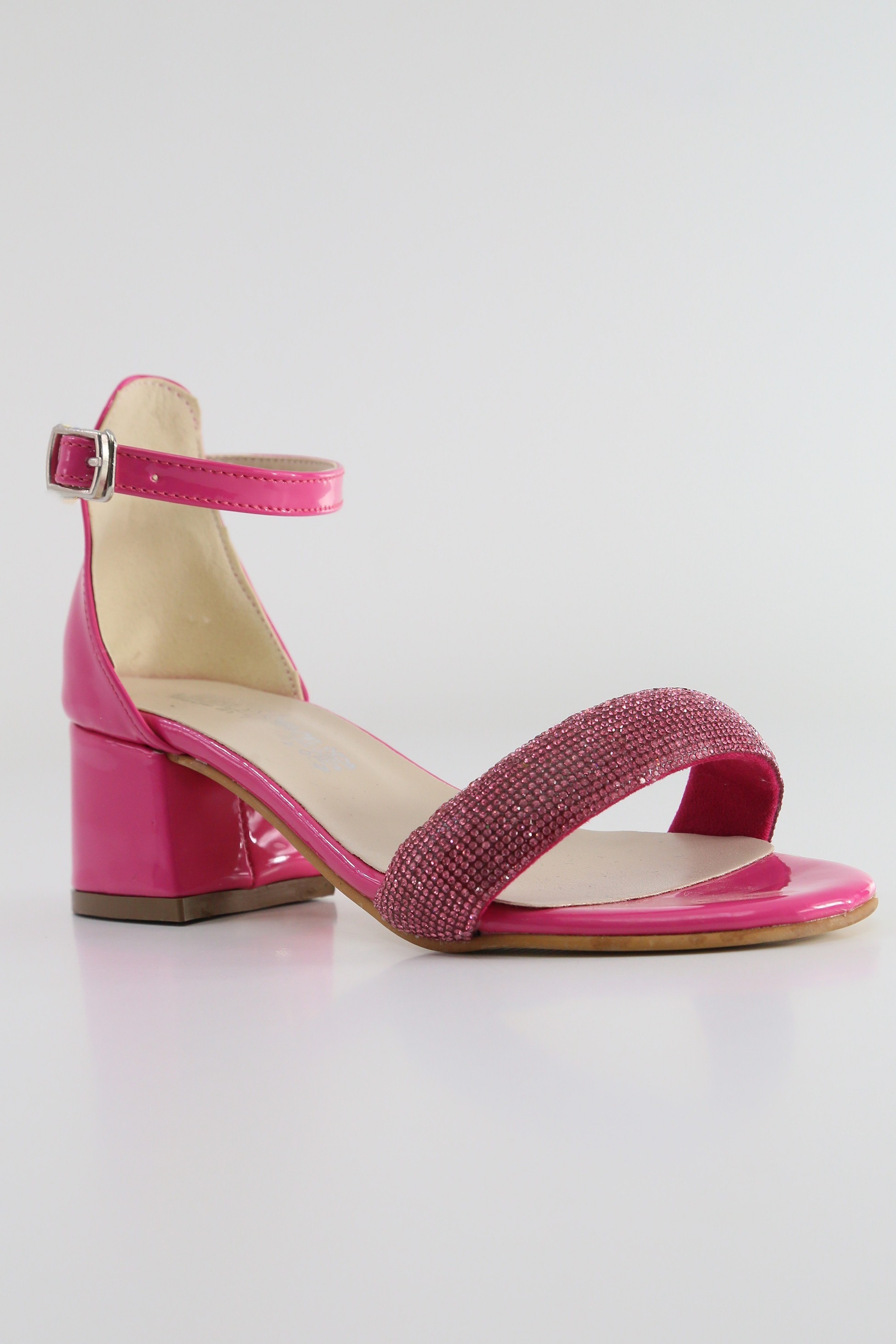 Mädchen-Sandalen mit Strass und Blockabsatz - LARA - Rose