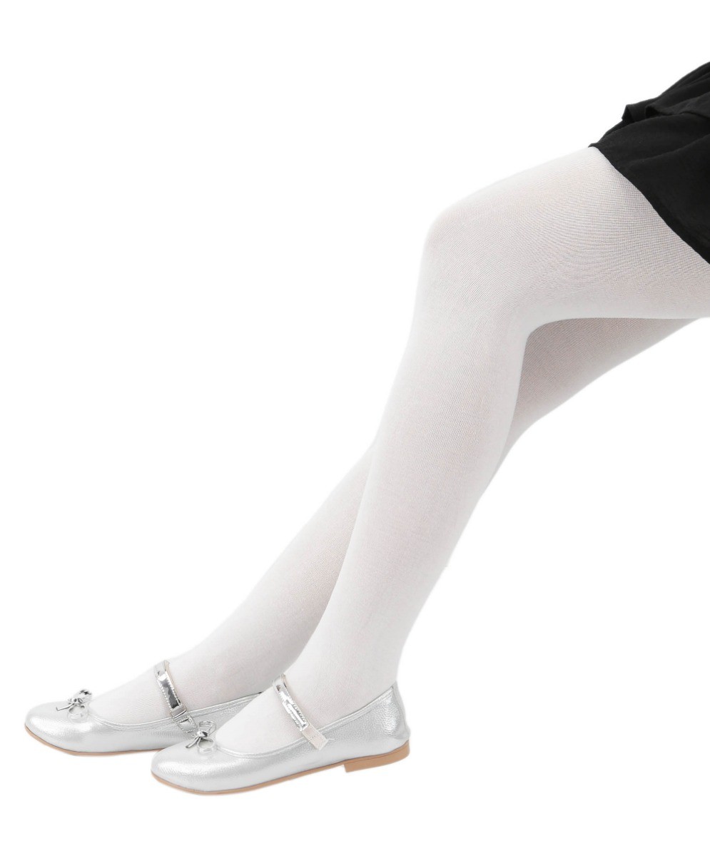 Collants opaques ultra doux en polaire pour filles - Blanc
