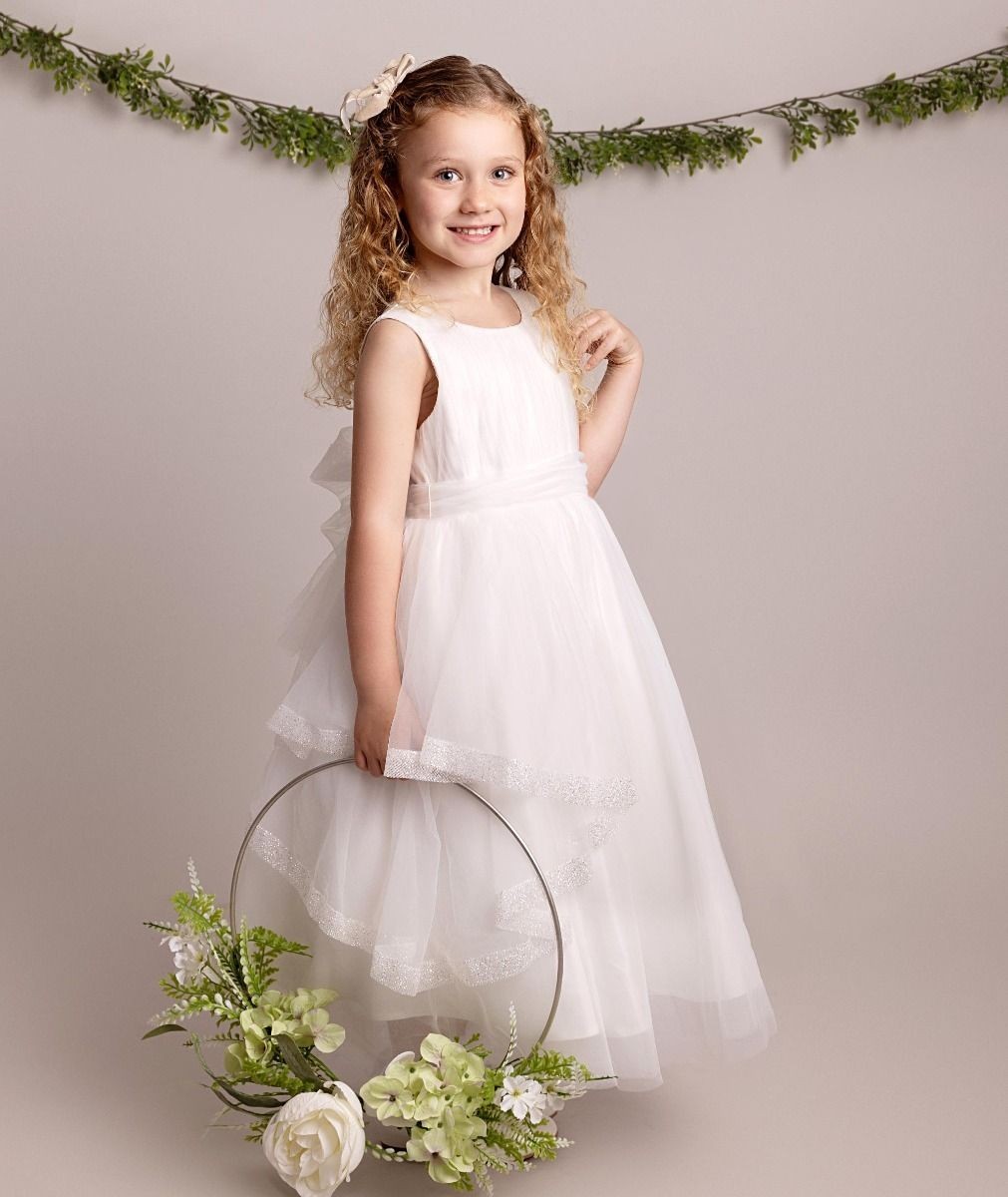 Babies and Girls Pleated Ivory Lace Dress - SABRINA