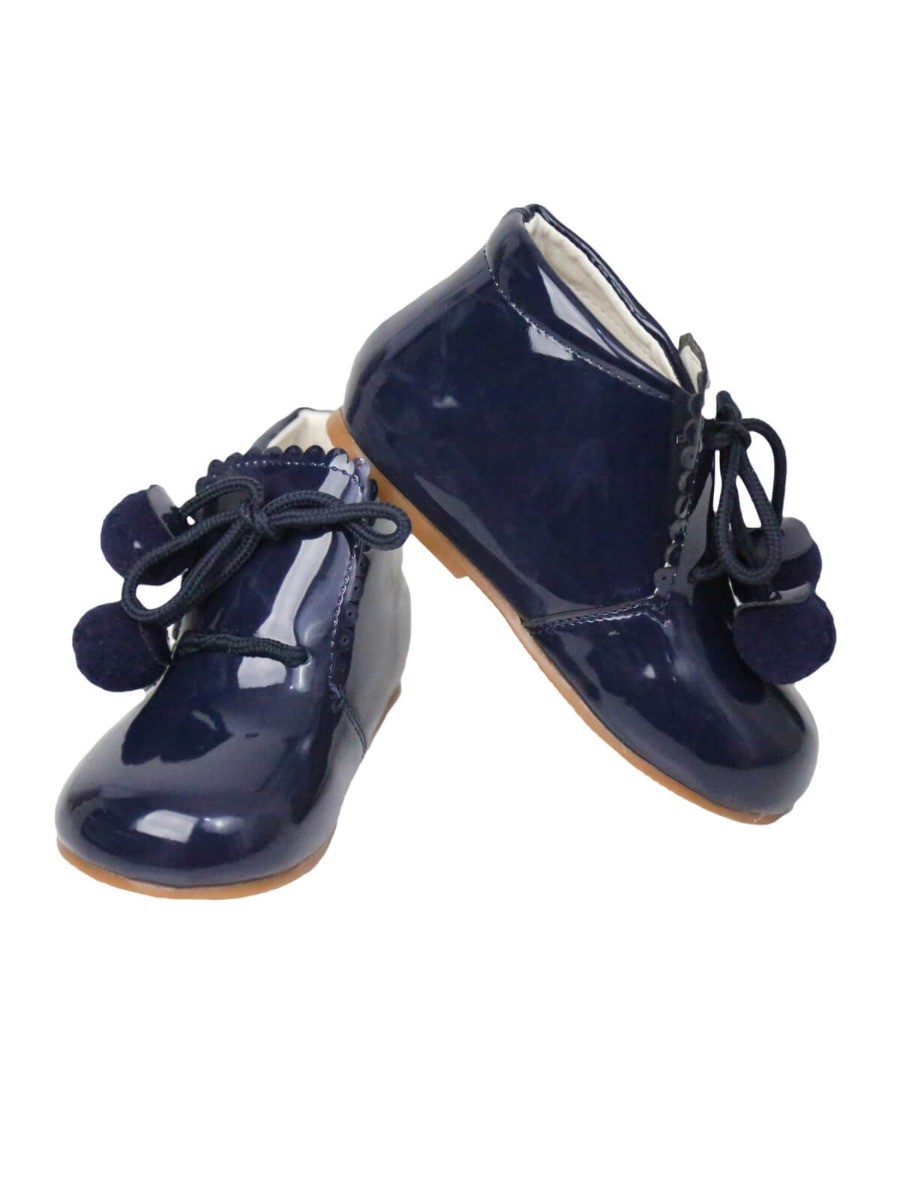 Niedliche PomPom Schuhe für Baby Mädchen - Navy blau
