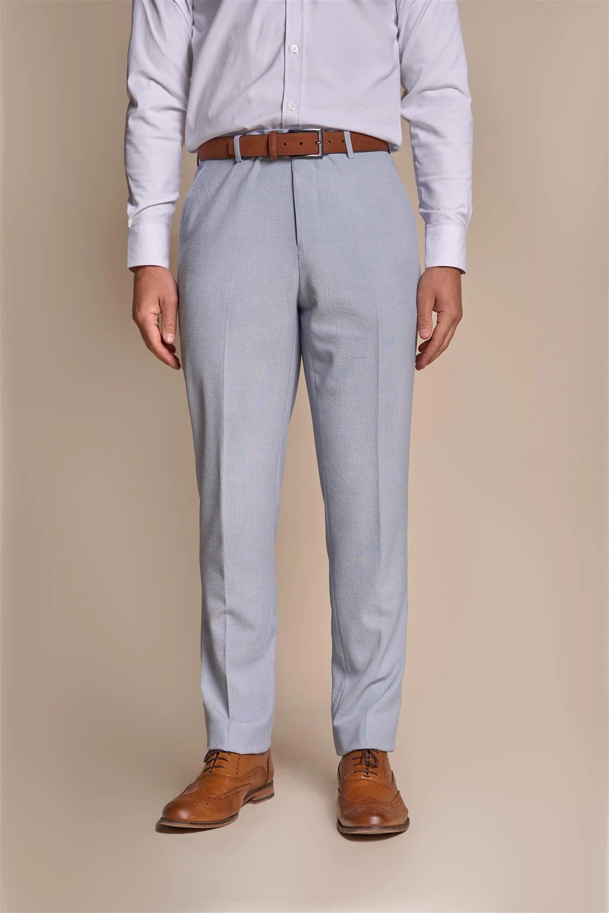 Men’s Textured Slim Fit Formal Pants – SIREN - Sky Blue