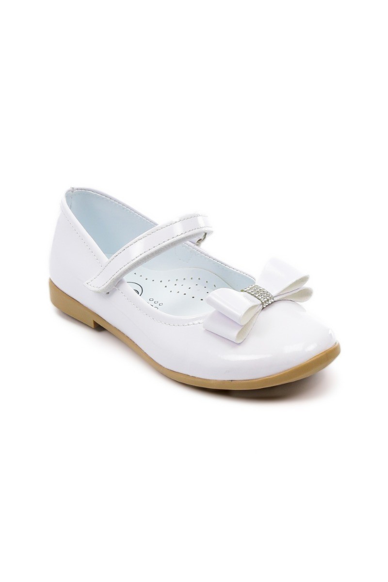 Girls Mary Jane Flat Patent Dress Shoes - LAYLA - White