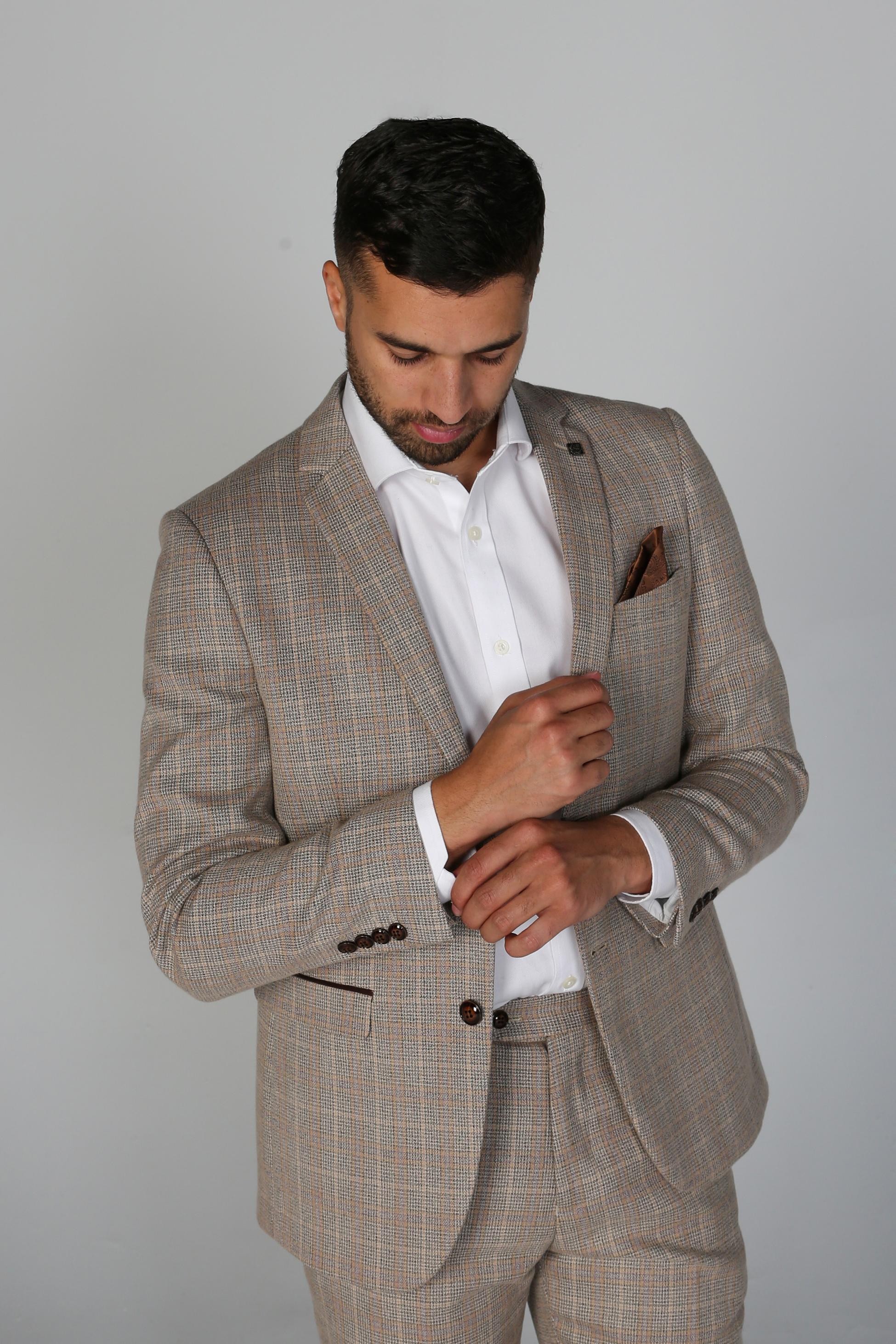 Men's Houndstooth Tweed Check Suit Jacket - HOLLAND