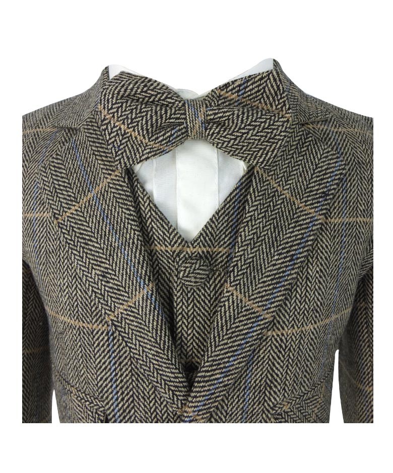 Baby Boys Herringbone Check Tweed Suit Set