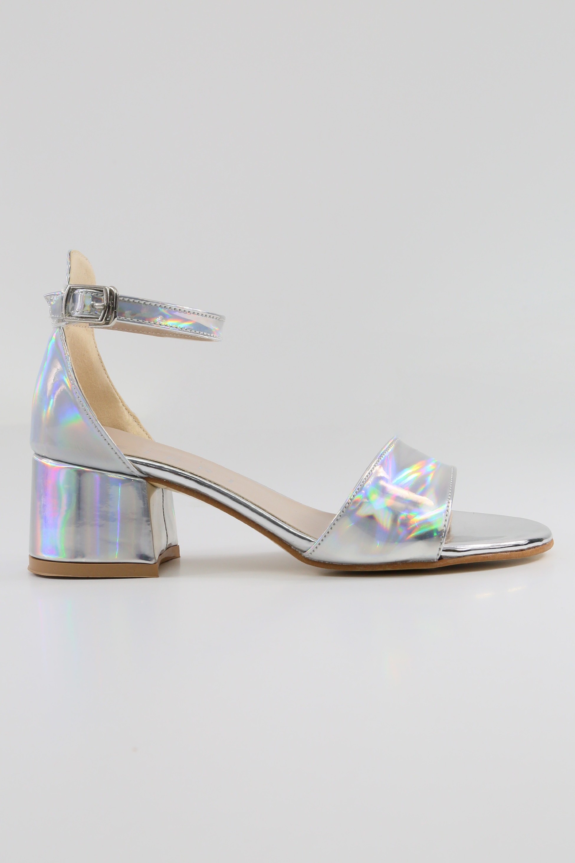 Mädchen Iridescente Blockabsatz-Sandalen in Lackoptik - NOVA - Silber