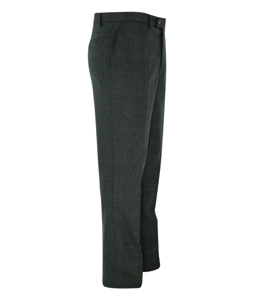 Men's Tweed Check Tailored Fit Pants - JOSHUA Green