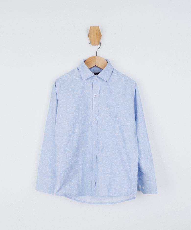 Chemise Mode Slim à Motif Floral pour Garçons - Bleu clair