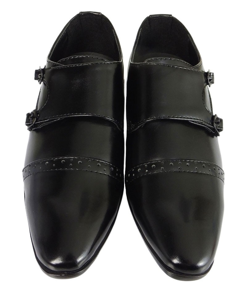 Jungen Monk-Schuhe mit Doppeltem Klettverschluss in Schwarz - Schwarz