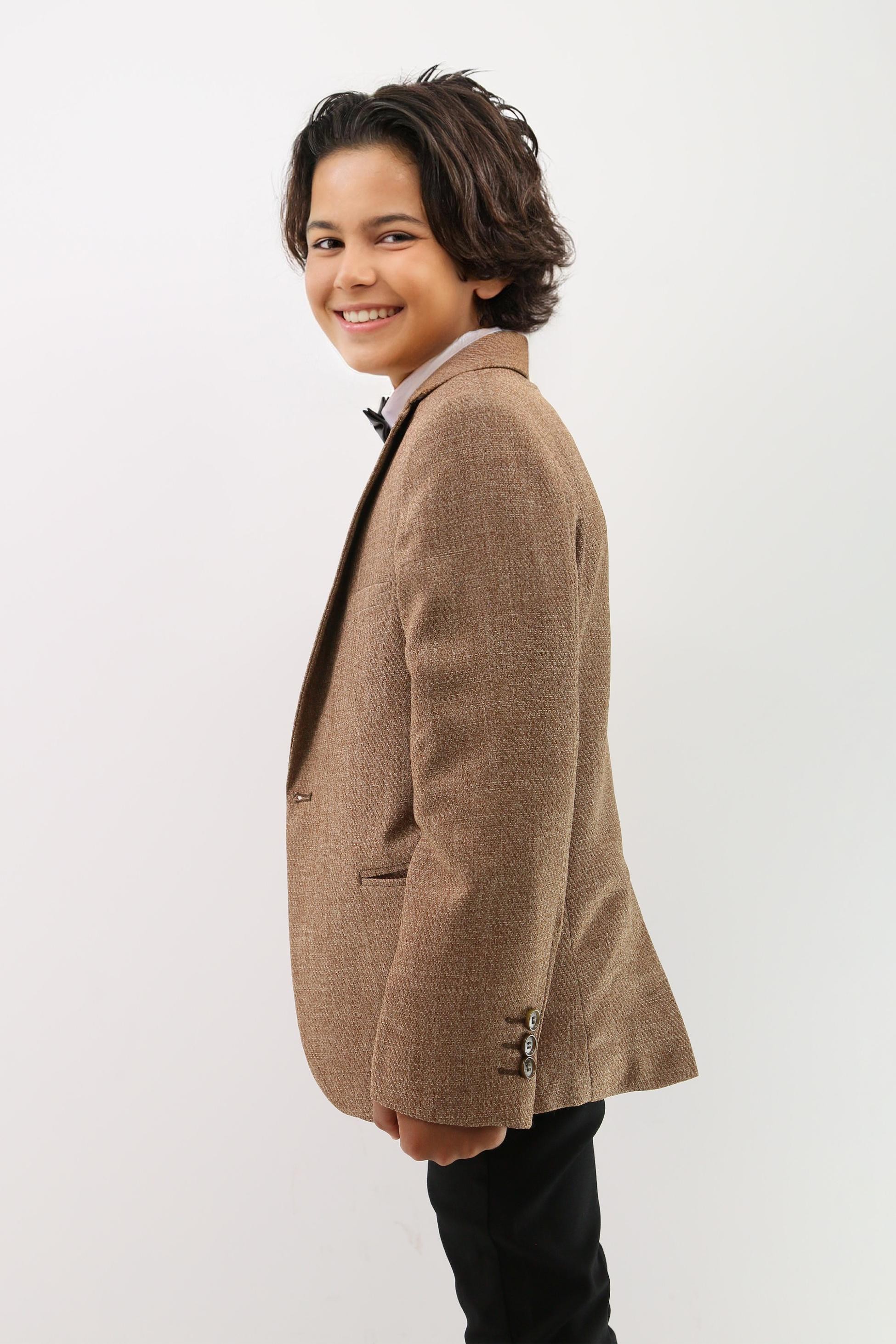 Jungen formeller texturierter Tweed-Blazer - Braun braun