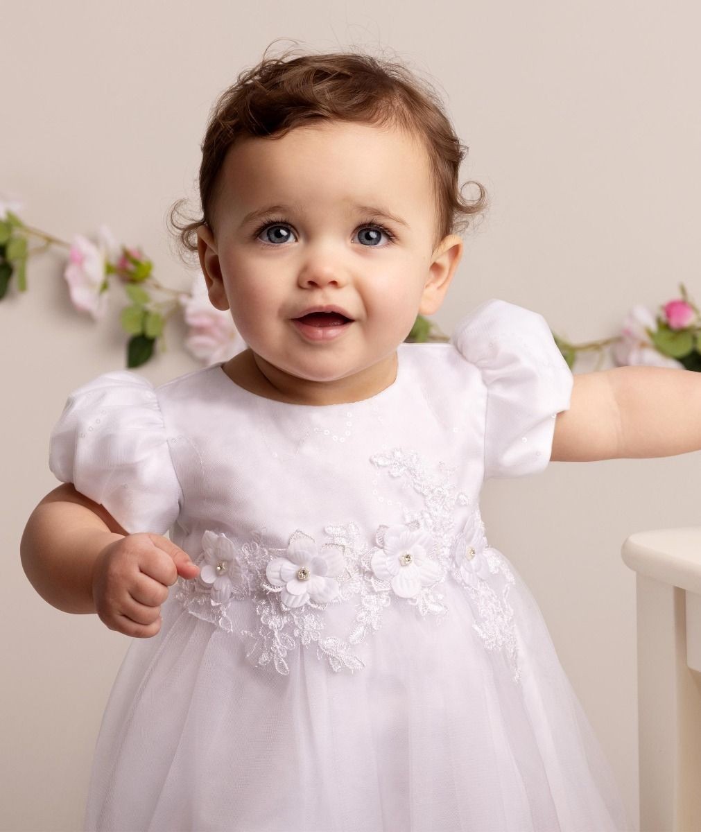 Baby Girls Balloon Sleeves Tulle Dress - RIYA