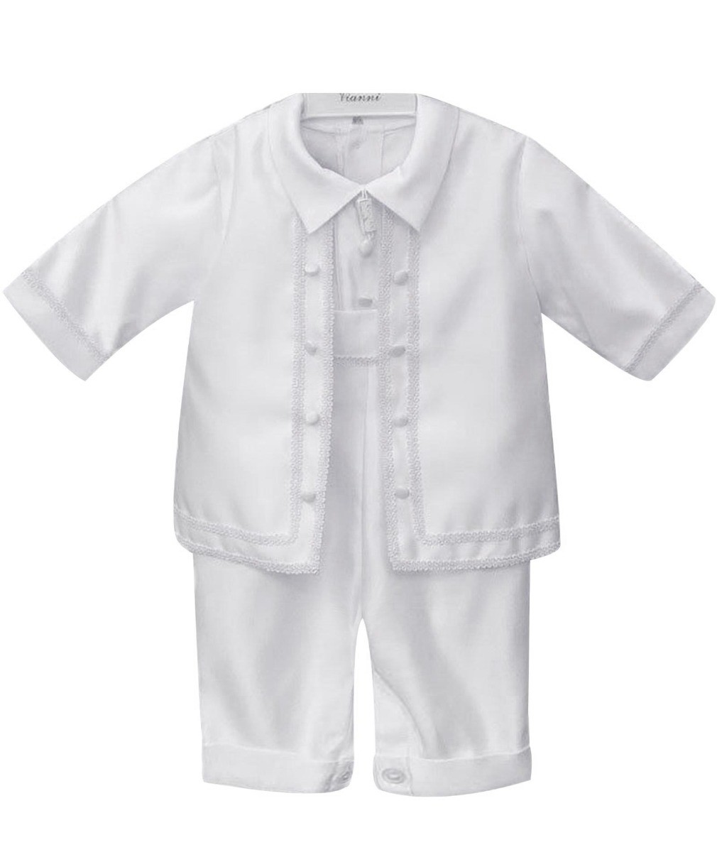 Baby Boys All In One Christening Suit - White