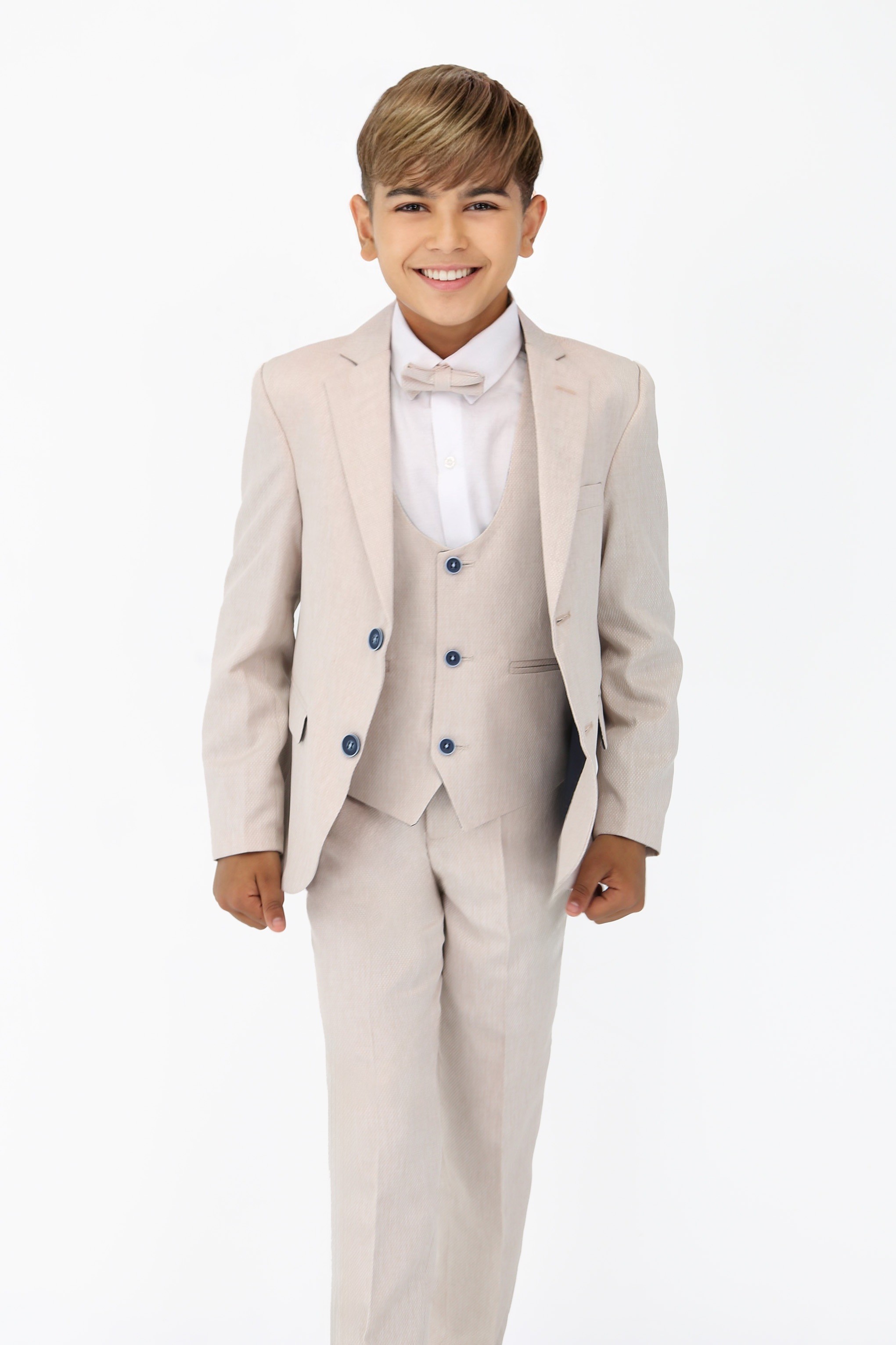 Boys' Slim Fit Self-Patterned 5 PC Suit Set