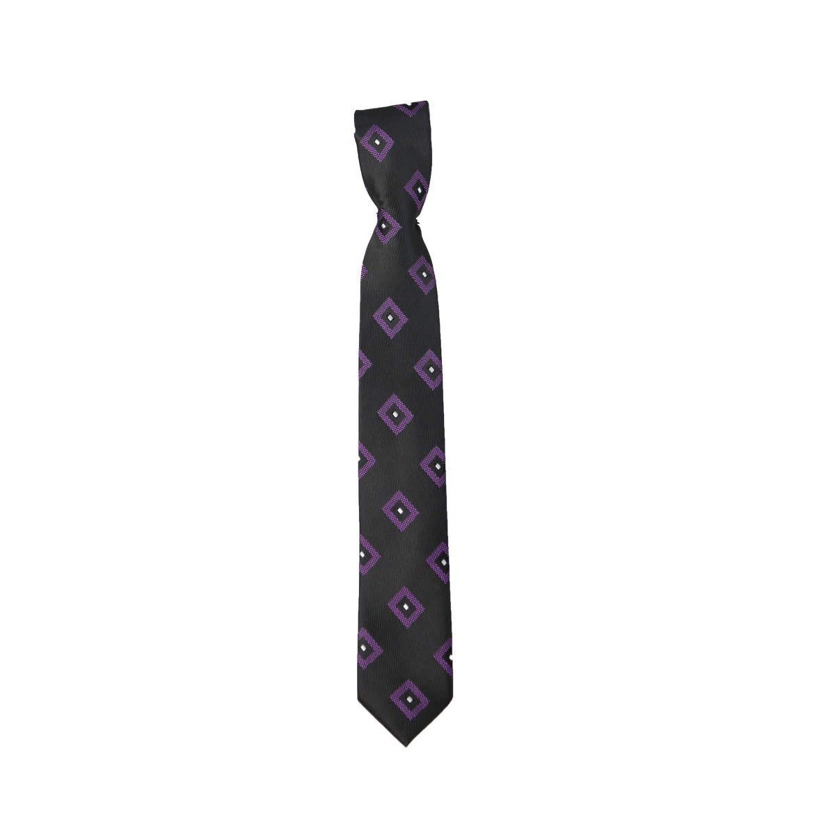 Ensemble Cravate et Mouchoir Formel pour Garçons avec Motifs Mixtes - Black Purple