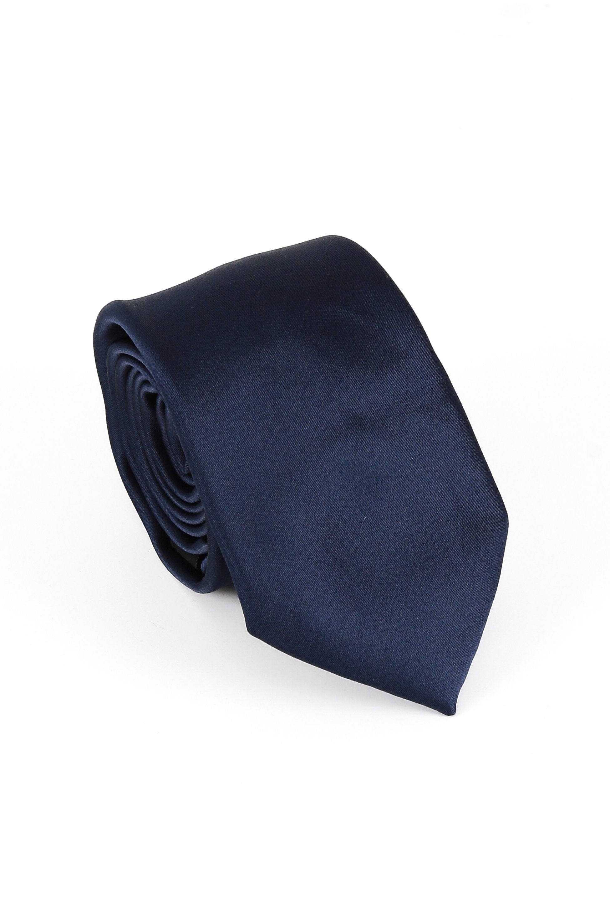Männer Solide Satin Krawatte Manschettenknopf 4 Teilige Hochzeitsgeschenkset Set - Navy blau